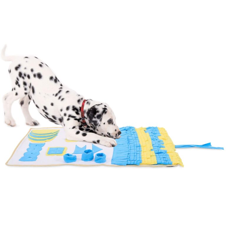 lionto Tappetino Olfattivo per Cani e Gatti, 100 x 60 cm, Giallo/Blu | Tappetino olfattivo con nascondigli per snack, favorisce fiuto, concentrazione e gioco in cani e gatti, lava…