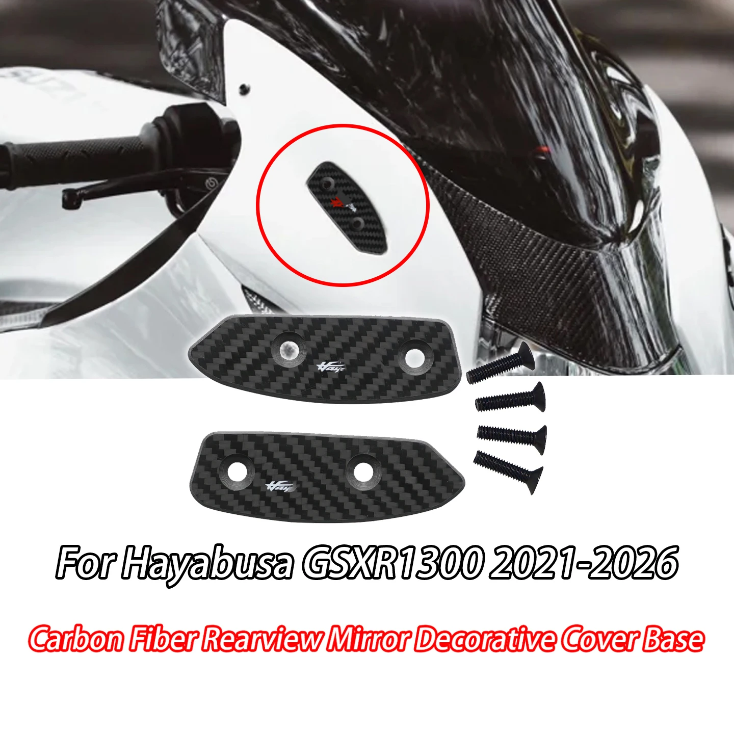 Accessori Moto per Suzuki Hayabusa GSXR1300 2021-2026, Copertura Base Specchietto Retrovisore in Fibra di Carbonio, Decorazione Specchietto Retrovisore
