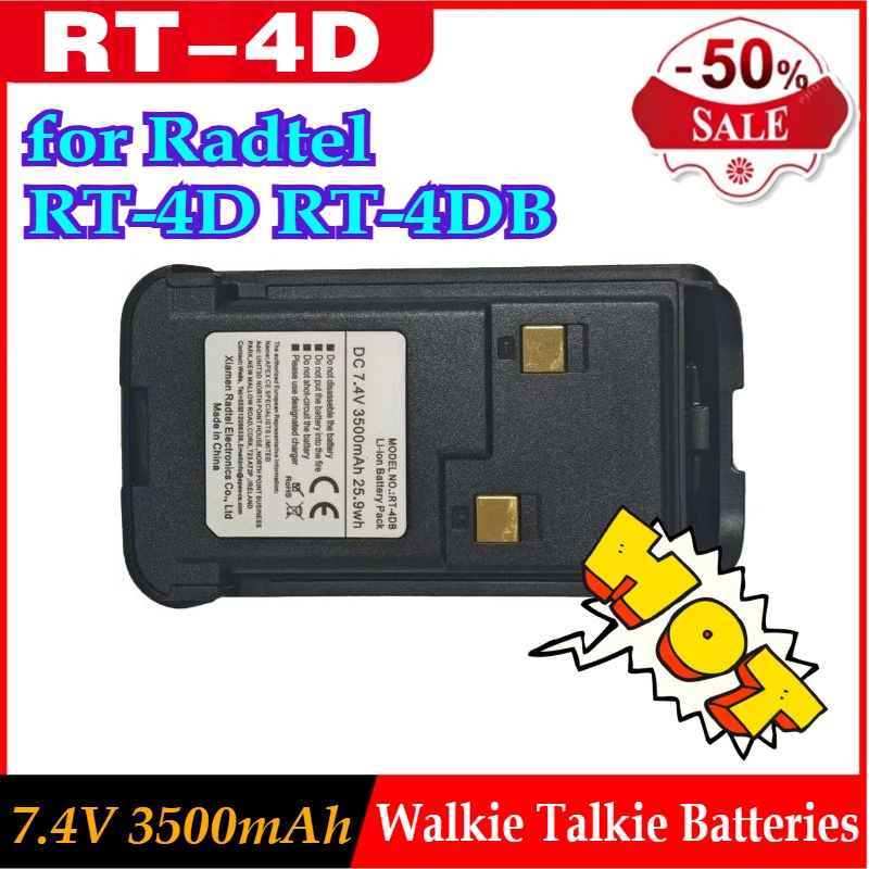 Batteria agli ioni di litio RT-4D 7.4V 3500mAh per ricetrasmittente DMR Radtel RT-4D RT-4DB, batteria di ricambio