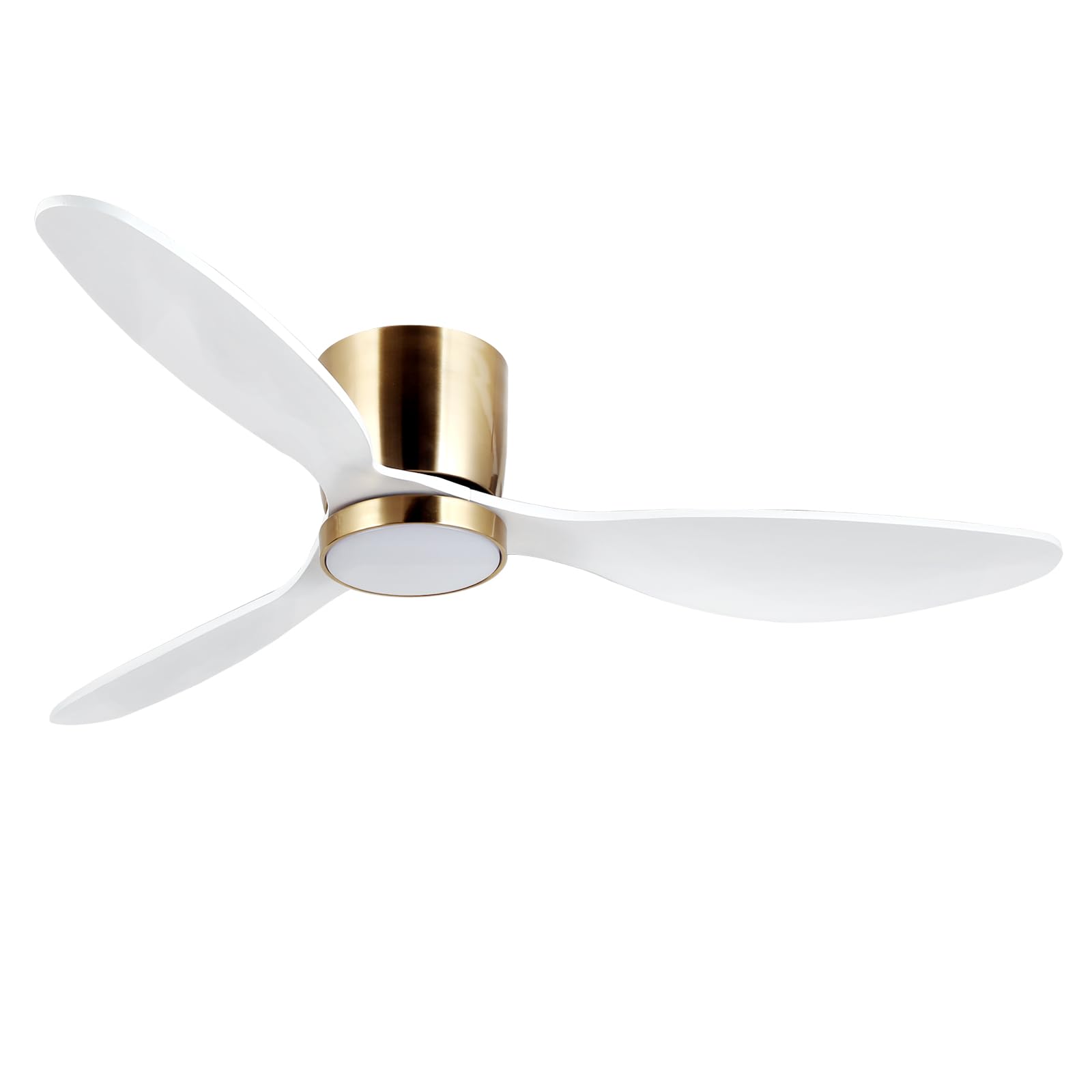 reiga 132CM Ventilatore da soffitto a incasso in oro bianco con telecomando | Luce LED Dimmerabile, motore DC silenzioso a basso profilo 3 pale in legno per cucina, soggiorno, cam…