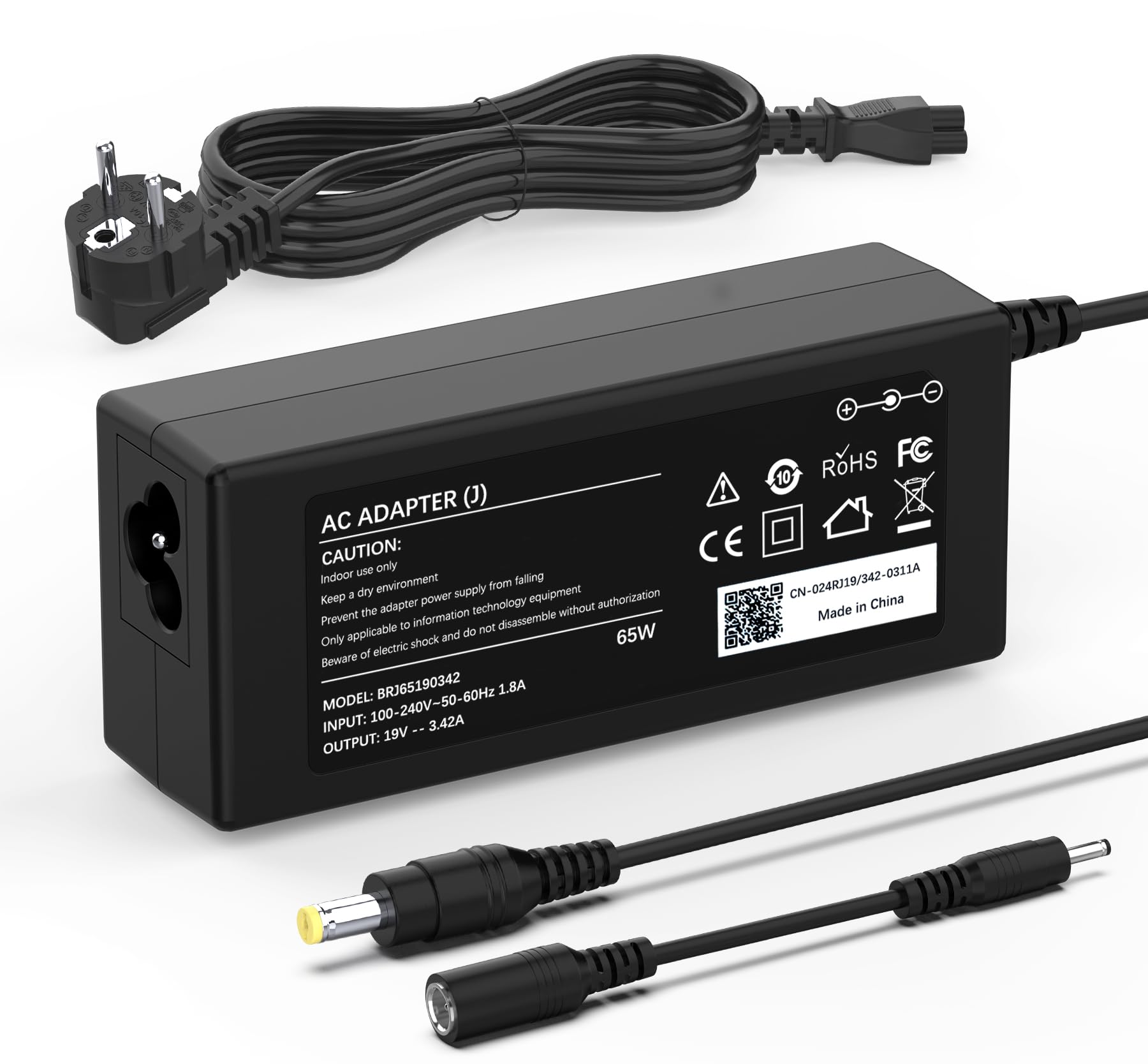 Caricatore 65W 19V 3,42A Alimentatore per Acer Caricabatterie 5.5 x 1.7mm | Compatibile con Acer Aspire 3 5 E1 E3 E5 E15 ES1 ES15 A315 A314 A515 A114 V3 V5 V7 V15 5250 5720 5750