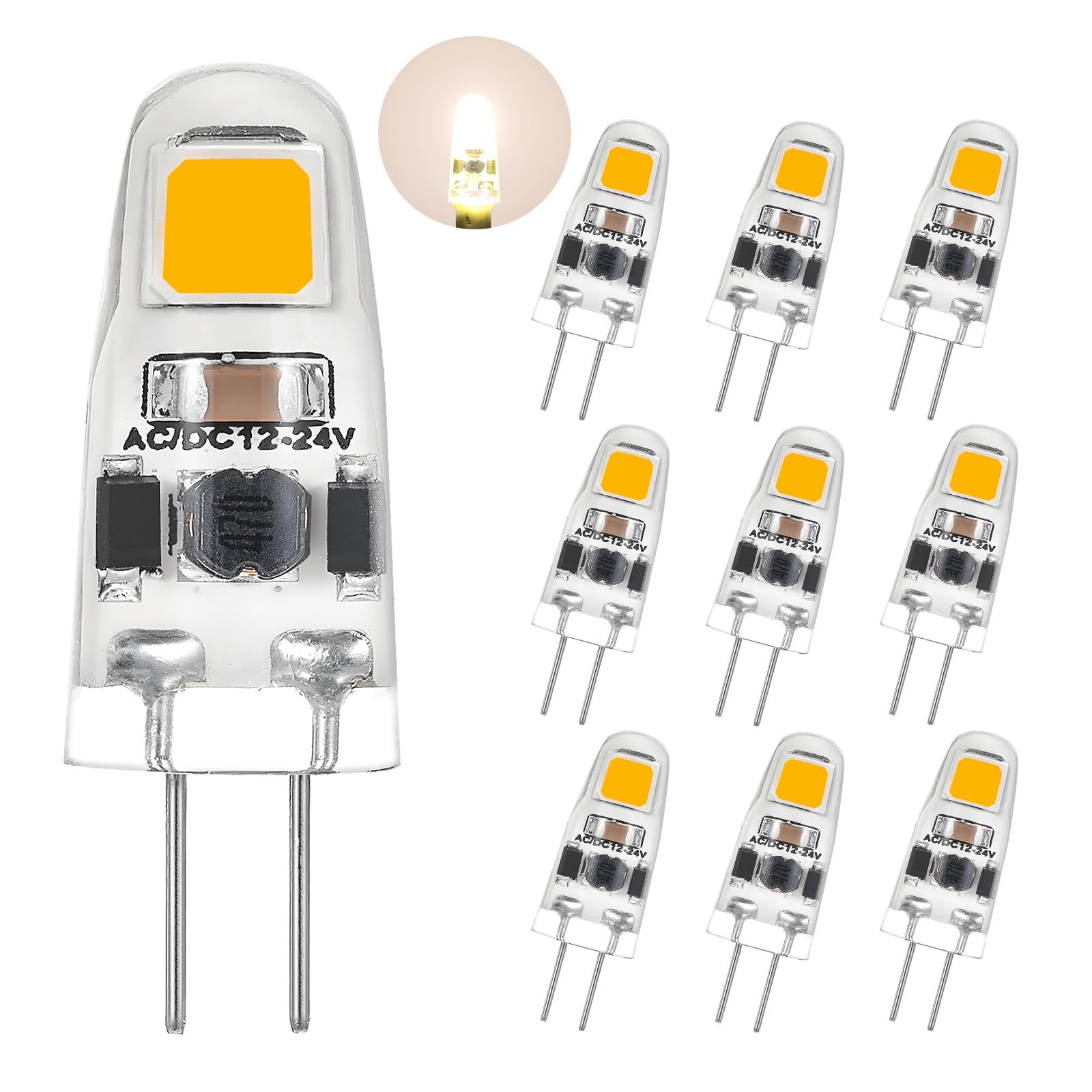 I-SHUNFA Lampadine Dimmerabili G4 LED Bianco Naturale 4000K,1.2W 125LM | AC/DC 12-24V,Sostituisce 12W-15W Alogene,Risparmio Energetico Mini Lampadina,Confezione da 10