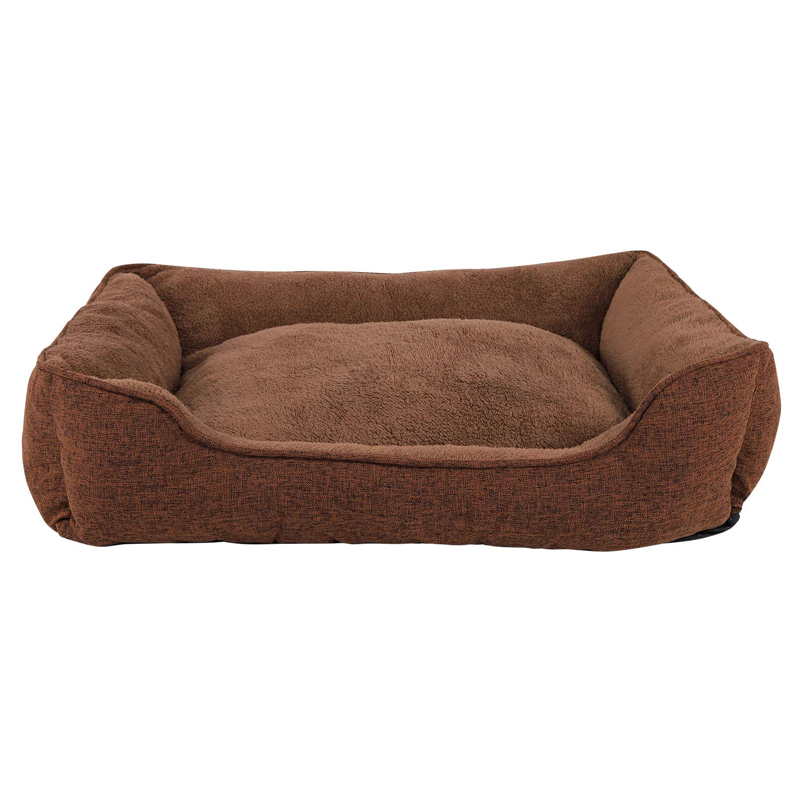 lionto Cuscino Cane Melange con Fodera Rimovibile, 90 x 75 cm, Marrone | Cuscino per cani facile da pulire con imbottitura morbida, fodera lavabile, base antiscivolo e ingresso pr…