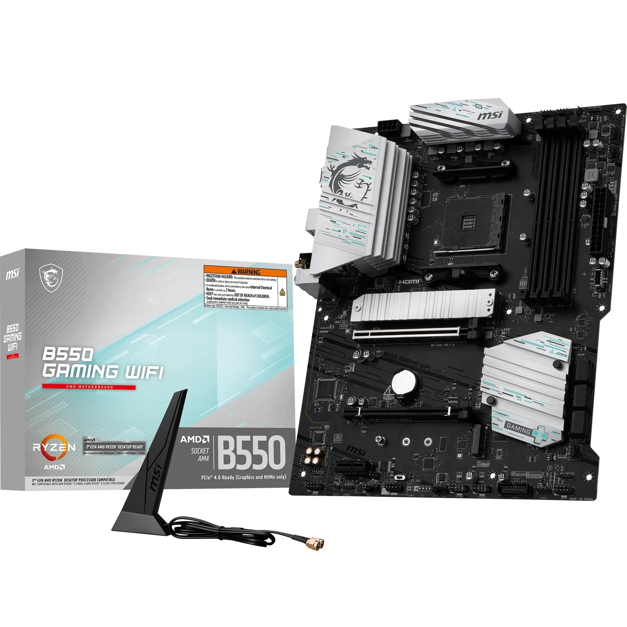 Msi B550 Gaming Wifi - Motherboard - Atx - Socket Am4 - Amd B550 Chipsatz - Usb 3.2 Gen 1, Usb 3.2 Gen 2, UsB-C 3.2 Gen2, UsB-C 3.2 Gen 1 - Gigabit L