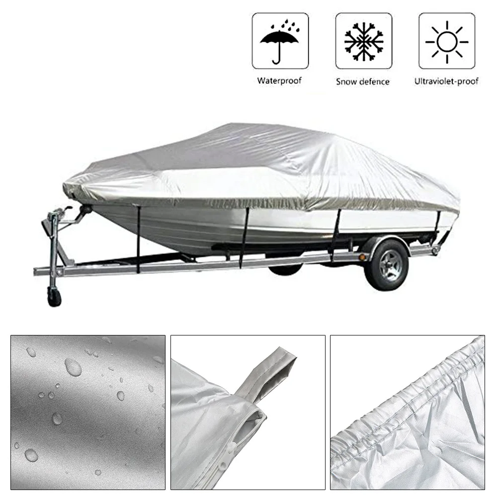 Telo Copribarca 11-22ft in Poliestere 300D Impermeabile, Resistente ai Raggi UV, Durevole e Antistrappo per Barche a Scafo a V, a Tre Scafi, Runabout, Pro-Style Bass