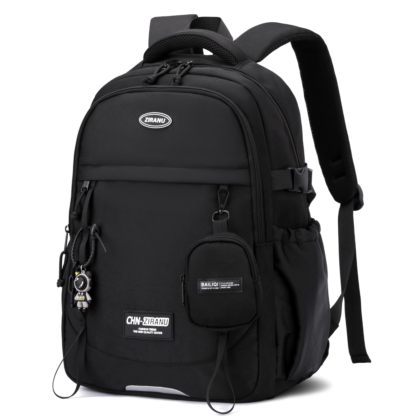 Amythe Zaino per Ragazzi, Zaino Scuola Media Superiore 30L Impermeabile, Zaini Casual Moda Nero Uomo per Laptop 15.6", Ideale per Rientro Scolastico, Natale, Viaggi e Campeggio