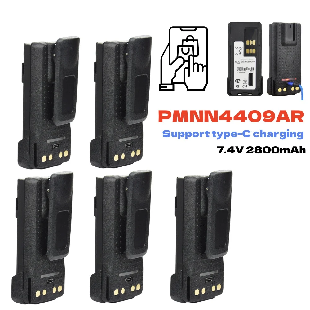 5PCS PMNN4409BR Batteria ricaricabile USB per Motorola XIR P8668 GP328D XPR3300 XPR3500 XPR7350 APX 3000 DP4401 Radio bidirezionale