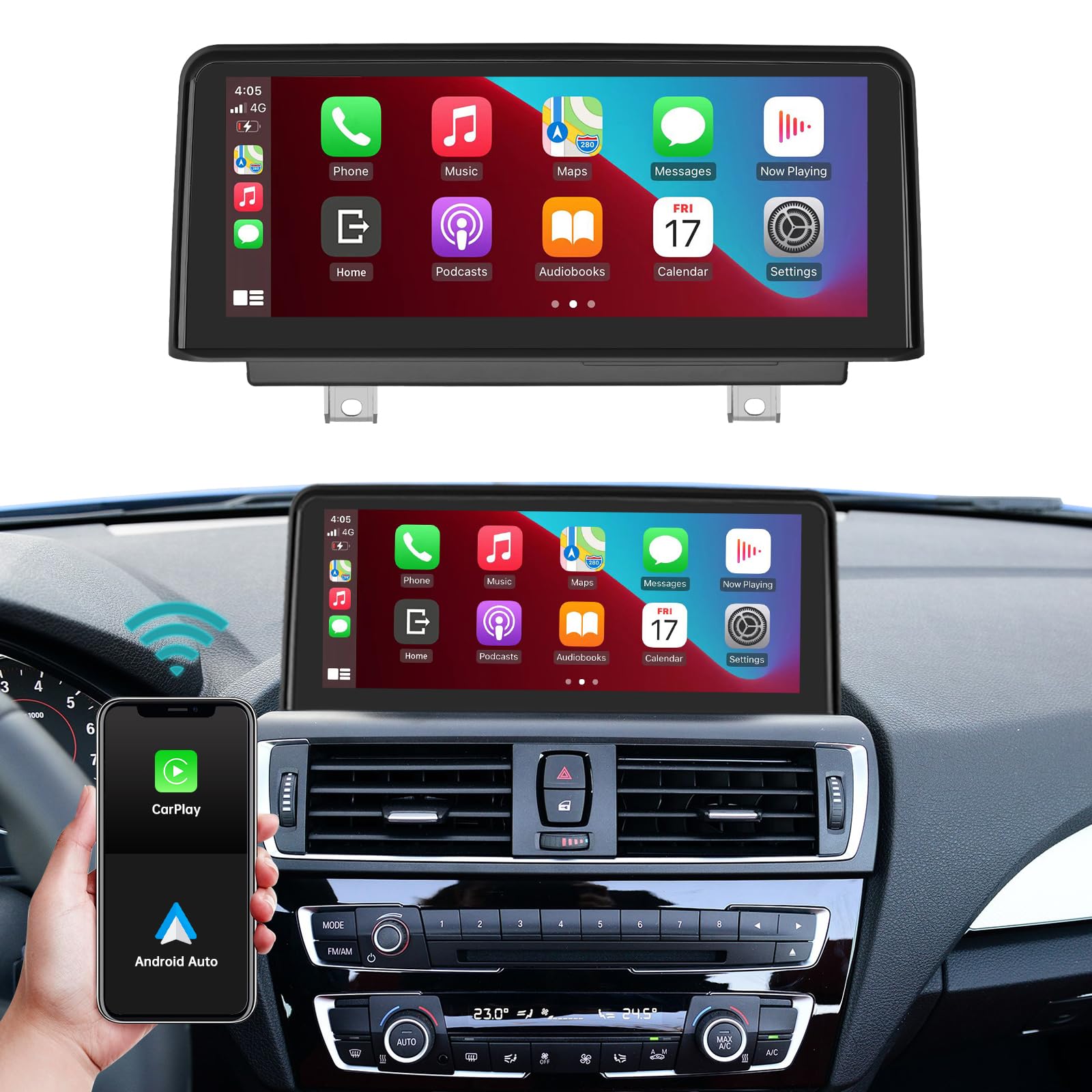 ninetom Autoradio IPS touch screen da 12,3 pollici per BMW Serie 1/2 F20 F21 F22 F23 con NBT, supporto wireless CarPlay/Android Auto/Mirrorlink, autoradio GPS per auto DSP integra…