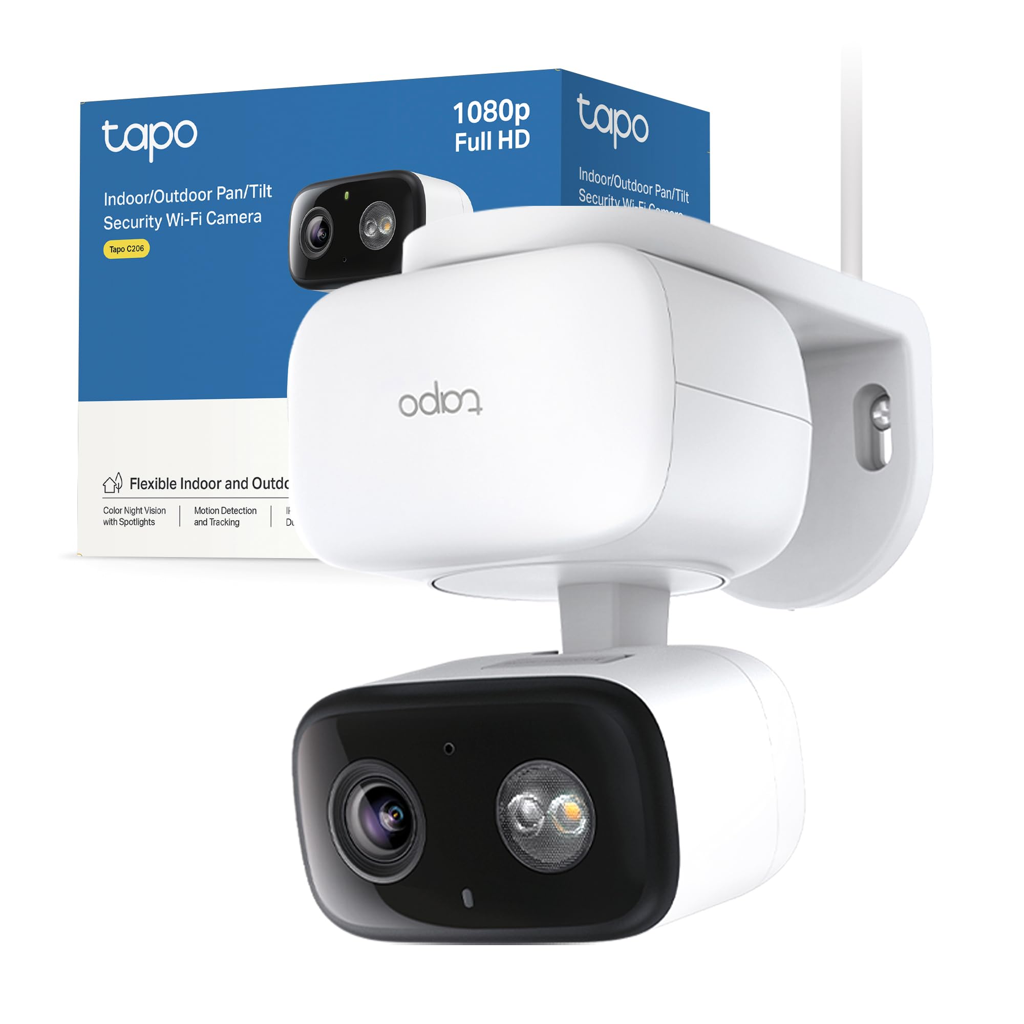 Tapo C206 FHD Telecamera WiFi Esterno Videocamera Sorveglianza 360° PTZ | Per Giardino e Ingresso, Spotlight, Rilevamento Smart AI, Audio Bidirezionale, Allarme Sonoro e Luminoso,…