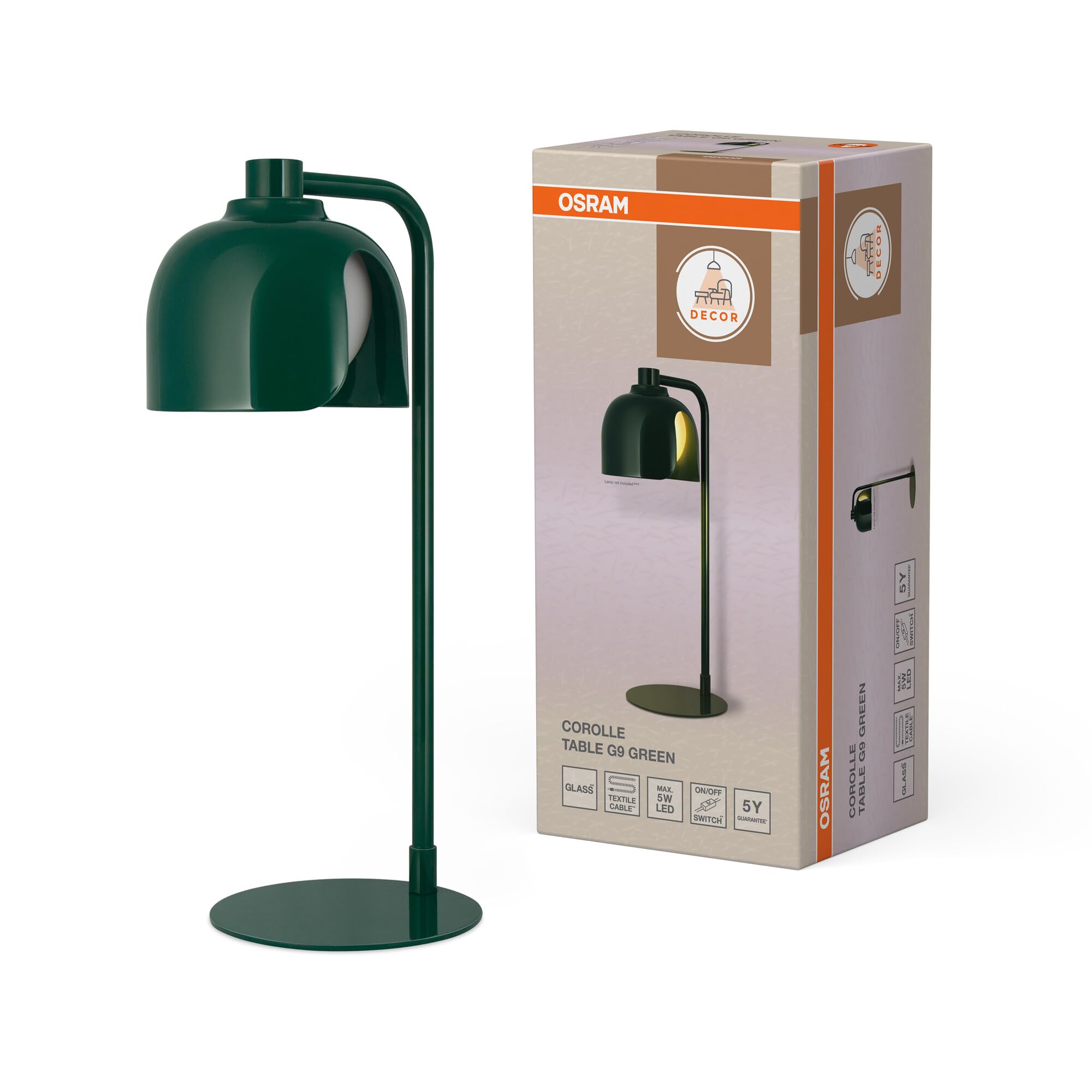 OSRAM Lampada da tavolo DECOR Corolle G9 Verde Retrò | Decor Corolle, Indoor Wall Lighting, Verde, dia, , confezione da 1