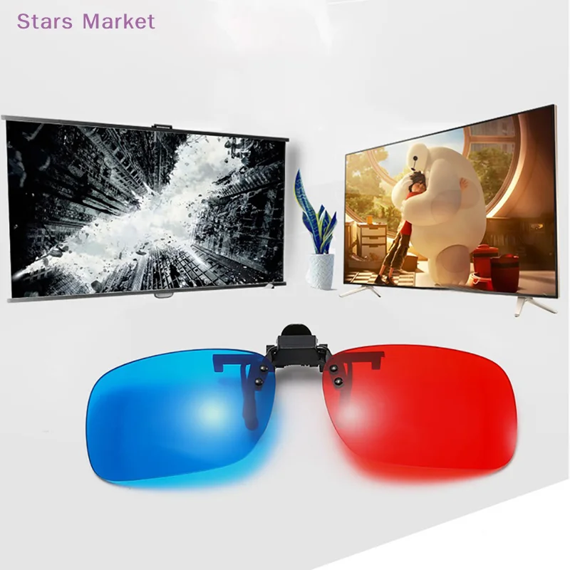 Nuovi occhiali 3D rosso blu verde con montatura nera per film anaglifici e TV, ideali per film 3D