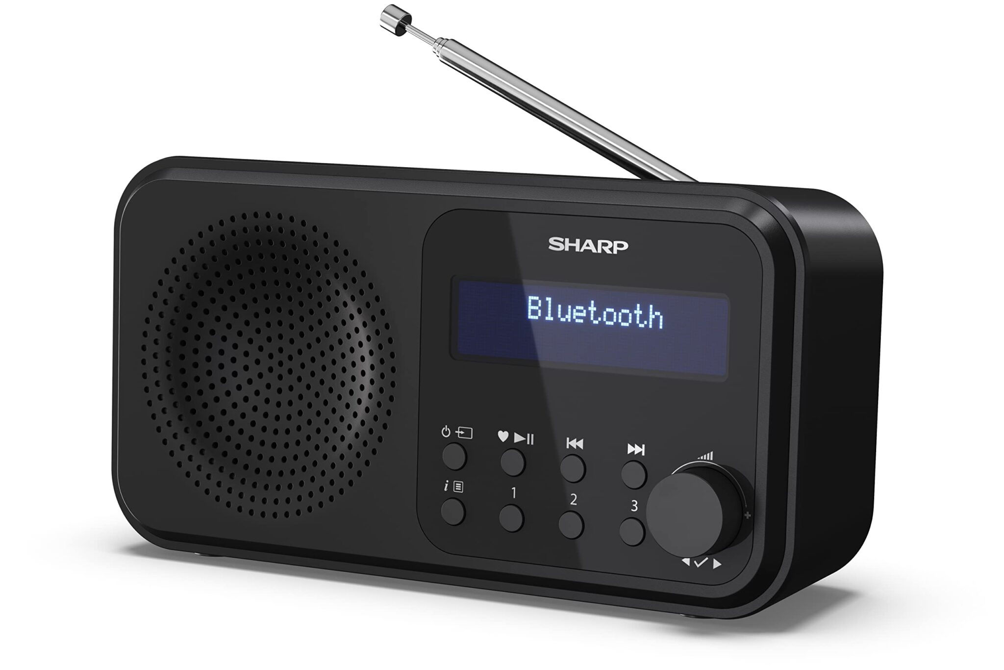 SHARP DR-P420(BK) Radio portatile DAB/FM doppia sveglia - Nero mezzanotte | Radio portatile con Bluetooth, alimentazione Micro USB o batterie AA. Ideale per casa, lavoro e viaggi.
