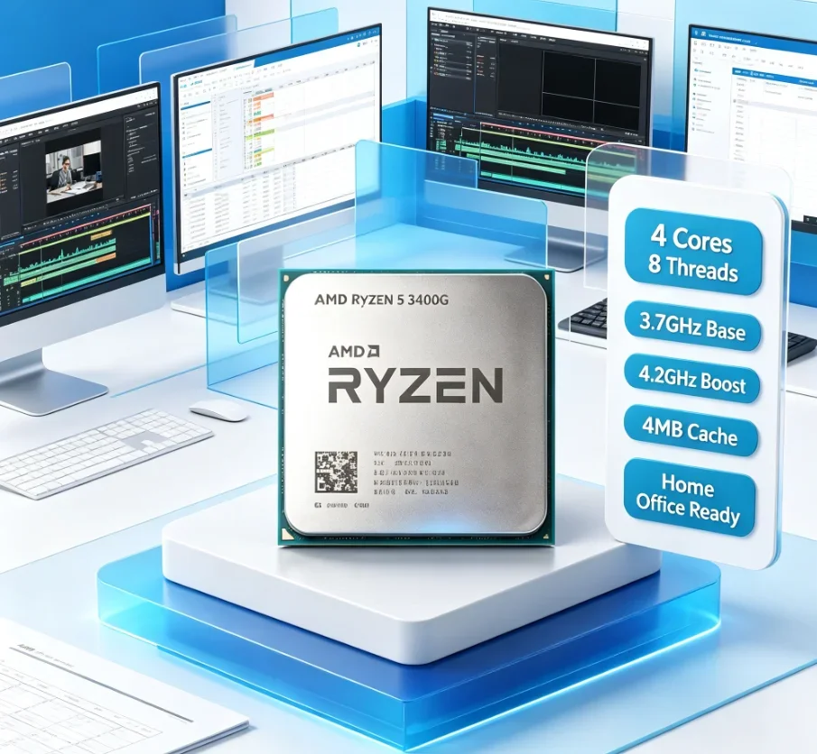 Componenti PC Fai-da-Te AMD R5 3400G AM4 APU 12nm 4MB Cache Grafica Integrata Processore Desktop a Basso Consumo Senza Ventola