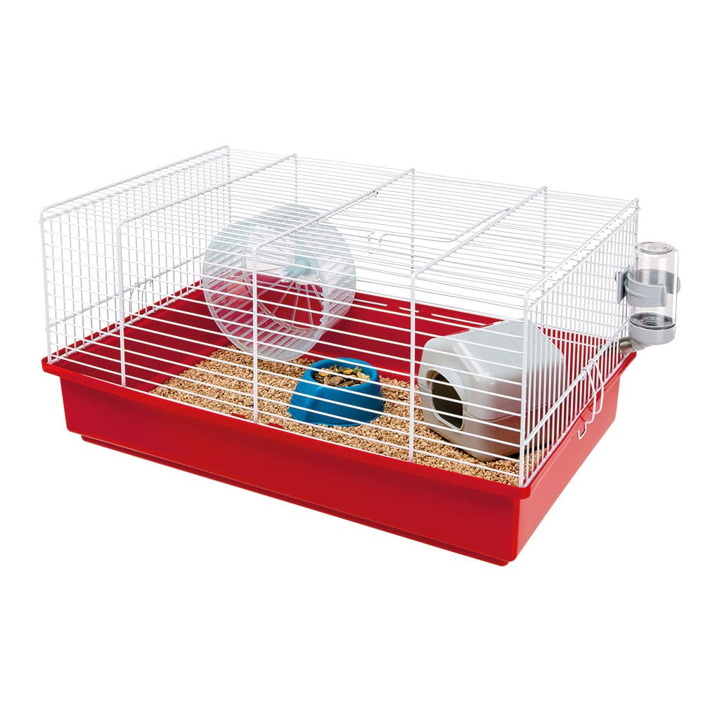 Ferplast CRICETI 9 gabbia per criceti e topolini colorata, con accessori, 46 x 29,5 x h 23 cm Bianco