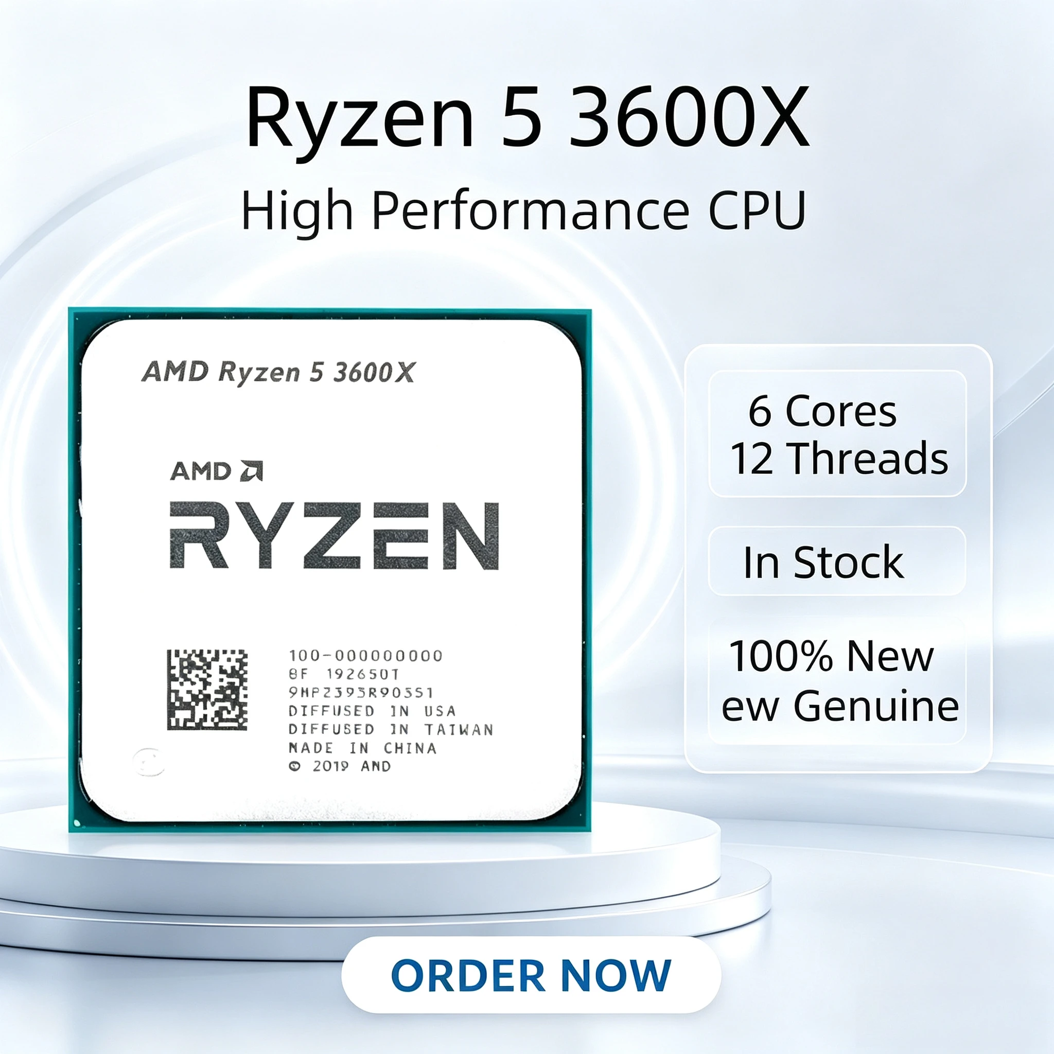 AMD Ryzen 5 3600X R5 3600X 3.8 GHz Processore CPU a sei core e dodici thread 7NM 95W L3=32M 100-000000022 Socket AM4