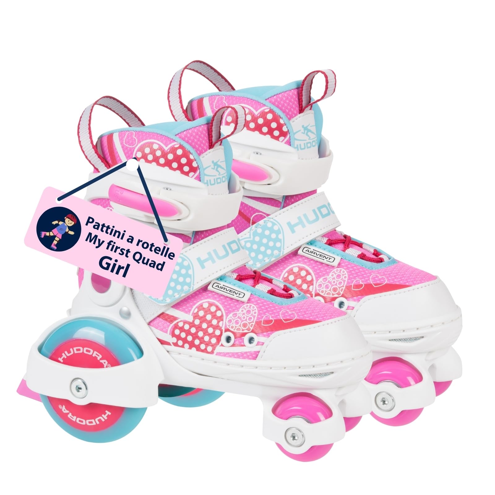 HUDORA Pattini a rotelle My First Quad in diverse misure e colori - pattini a rotelle di qualità per bambini fino a 20kg - pattini regolabili - sicuri e con rotelle grandi per ini…