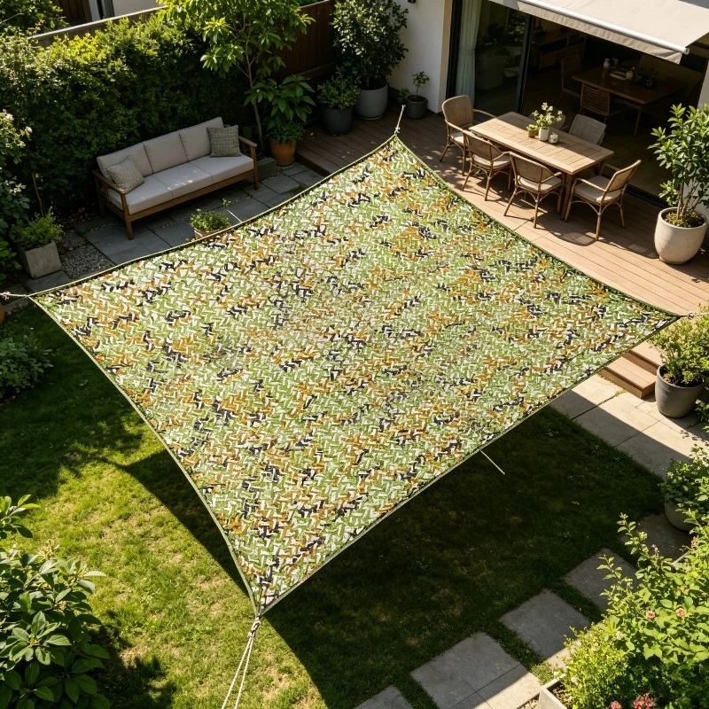 Rete ombreggiante con sacca portaoggetti 4 x 4 m, Telo ombreggiante per giardino, Telo ombreggiante perforato, Rete mimetica per la caccia, Rete mimetica per veicoli, Adatta per p…