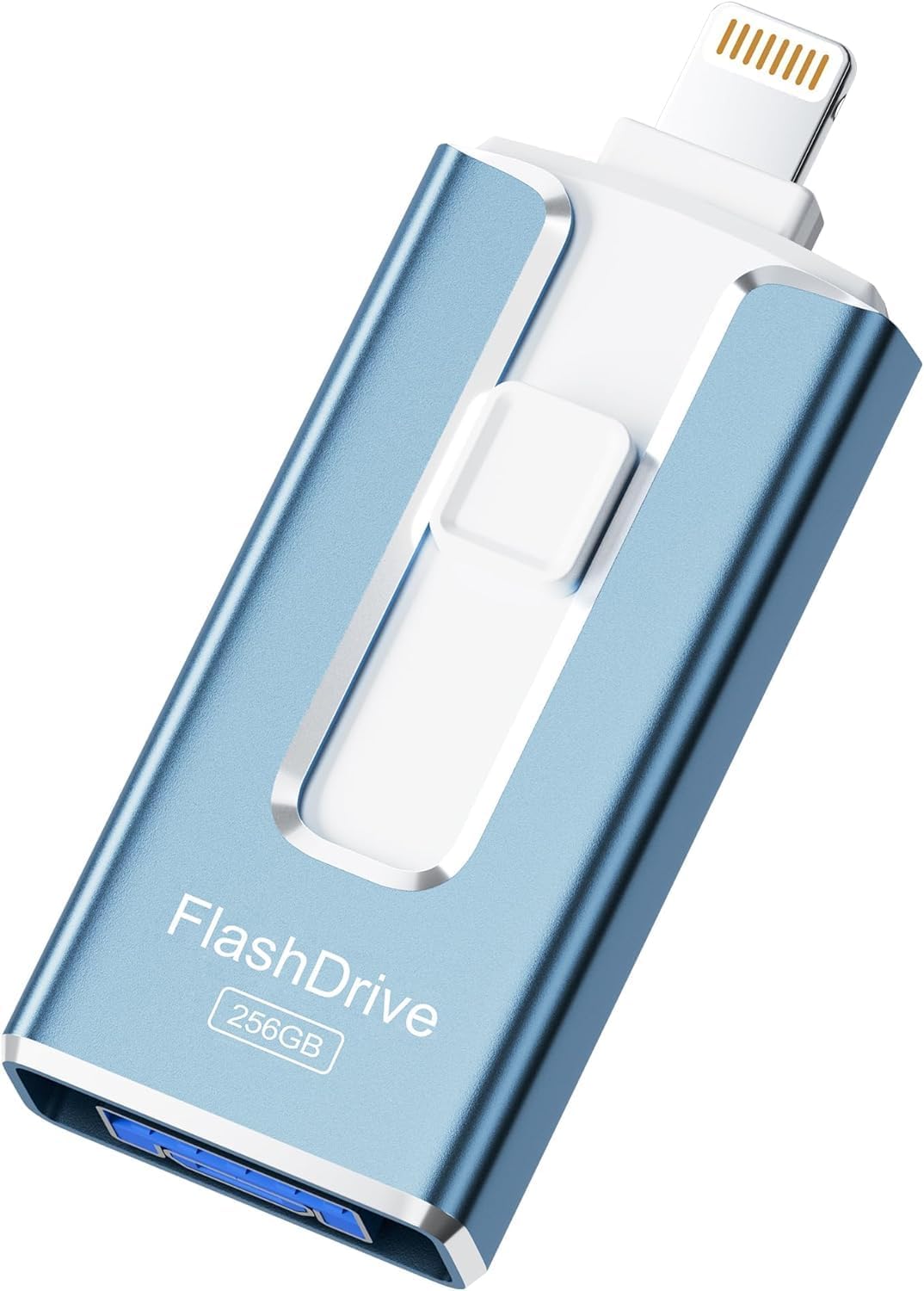SUDEHO Chiavetta USB 256GB per iPhone certificata MFi, 4 conn USB3.0, Blu | Certificata MFi, Lightning, Type A, Type-C e micro USB, Compatibile con iPhone, iPad, Android e PC, USB…