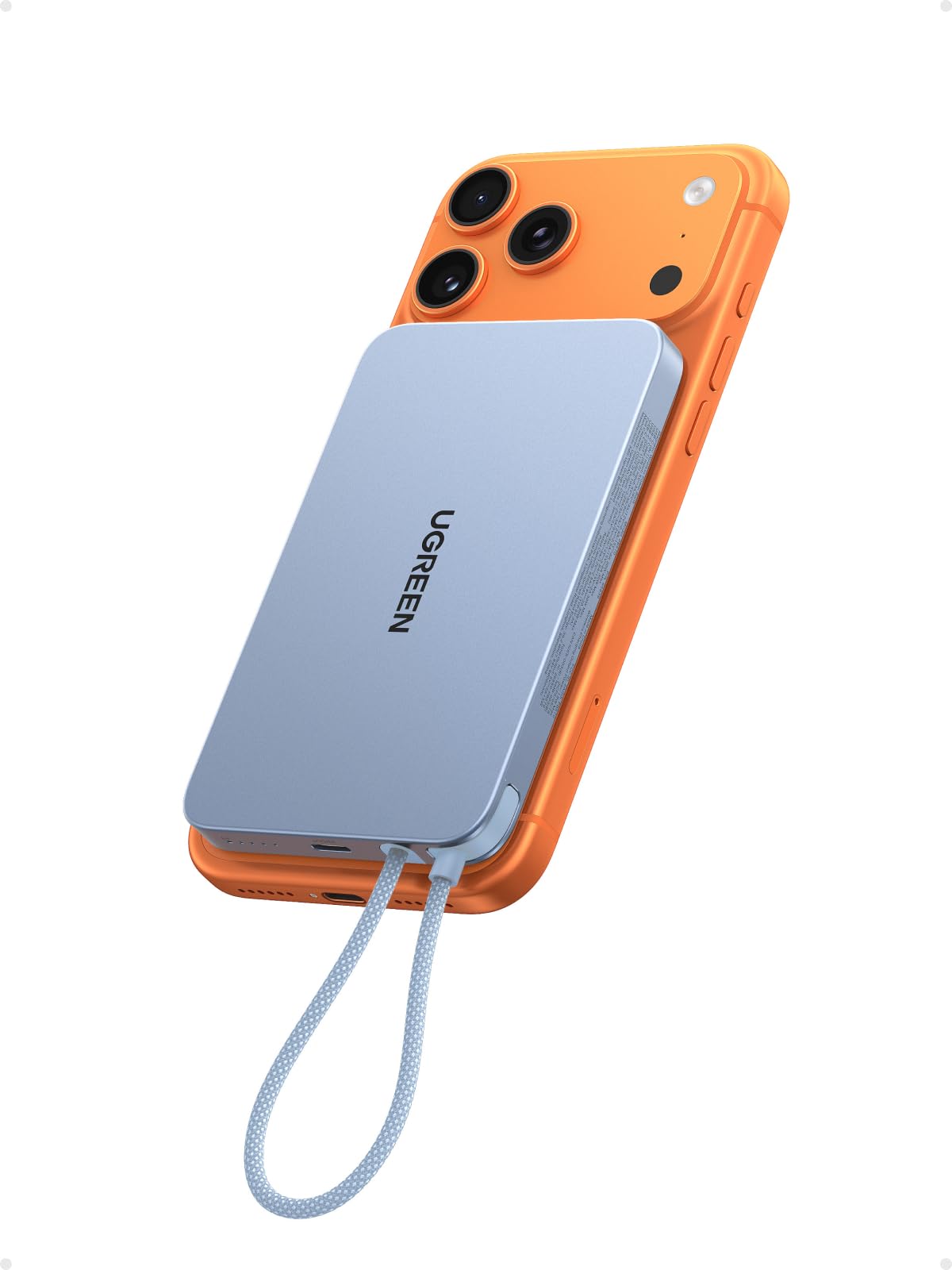 UGREEN MagFlow Air Qi2 15W Power Bank Ultrasottile 10000mAh PD 30W (Blu) | Batteria Esterna Wireless Magnetico Ricarica Rapida USB C 30W Compatibile con Magsafe iPhone 17 16 15 14…