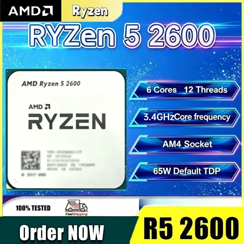 Processore CPU AMD Ryzen 5 R5 2600 3.4GHz 6-Core 12-Thread Socket AM4