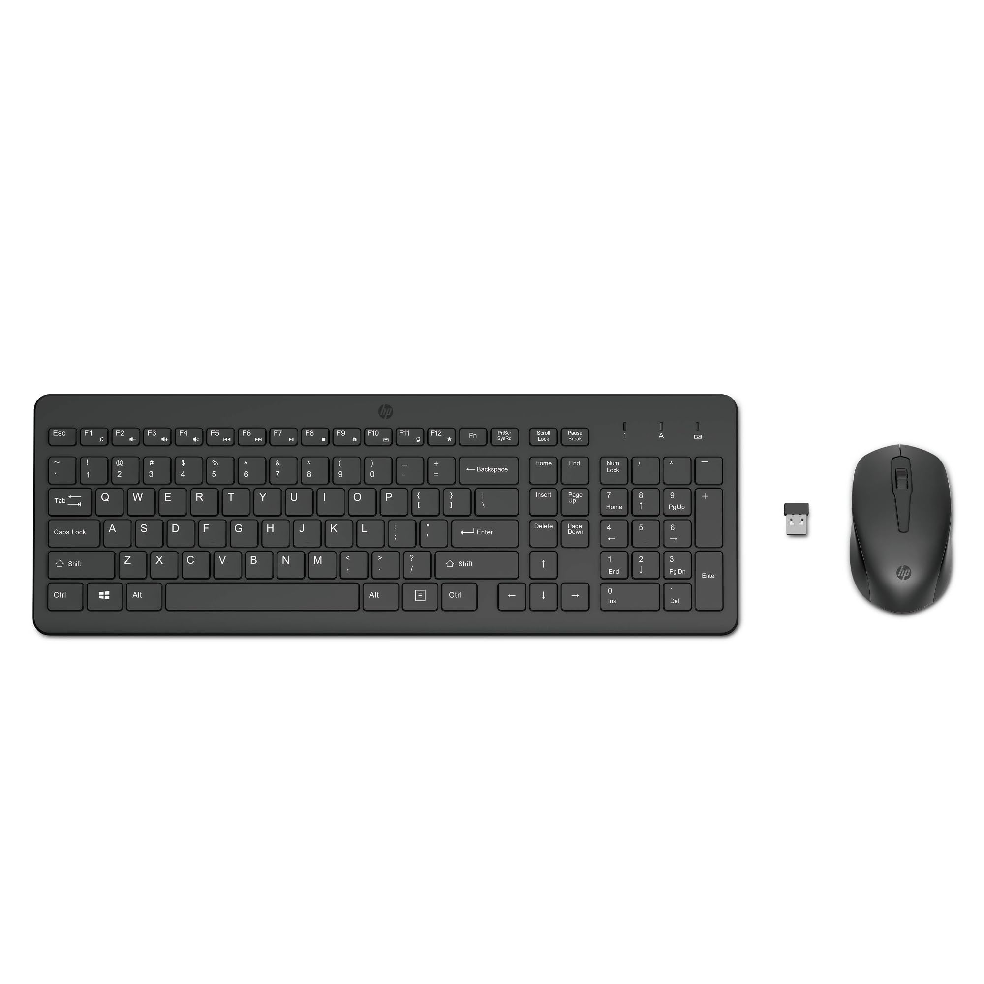 HP 330 Combo Tastiera e Mouse Wireless a 2,4 GHz, Indicatore LED Blocco Maiuscole, 12 combinazioni di tasti, Plug and Play, Mouse sensore ottico da 1600 DPI, Compatibile con Windo…