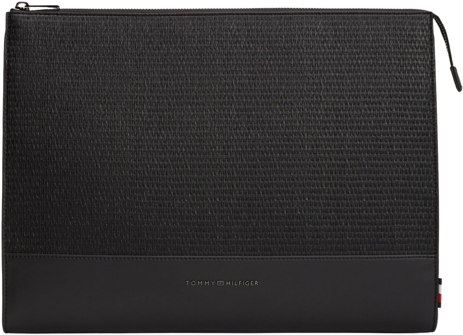 Tommy Hilfiger Uomo Borsa Laptop Woven con Zip, Nero (Black), Taglia Unica