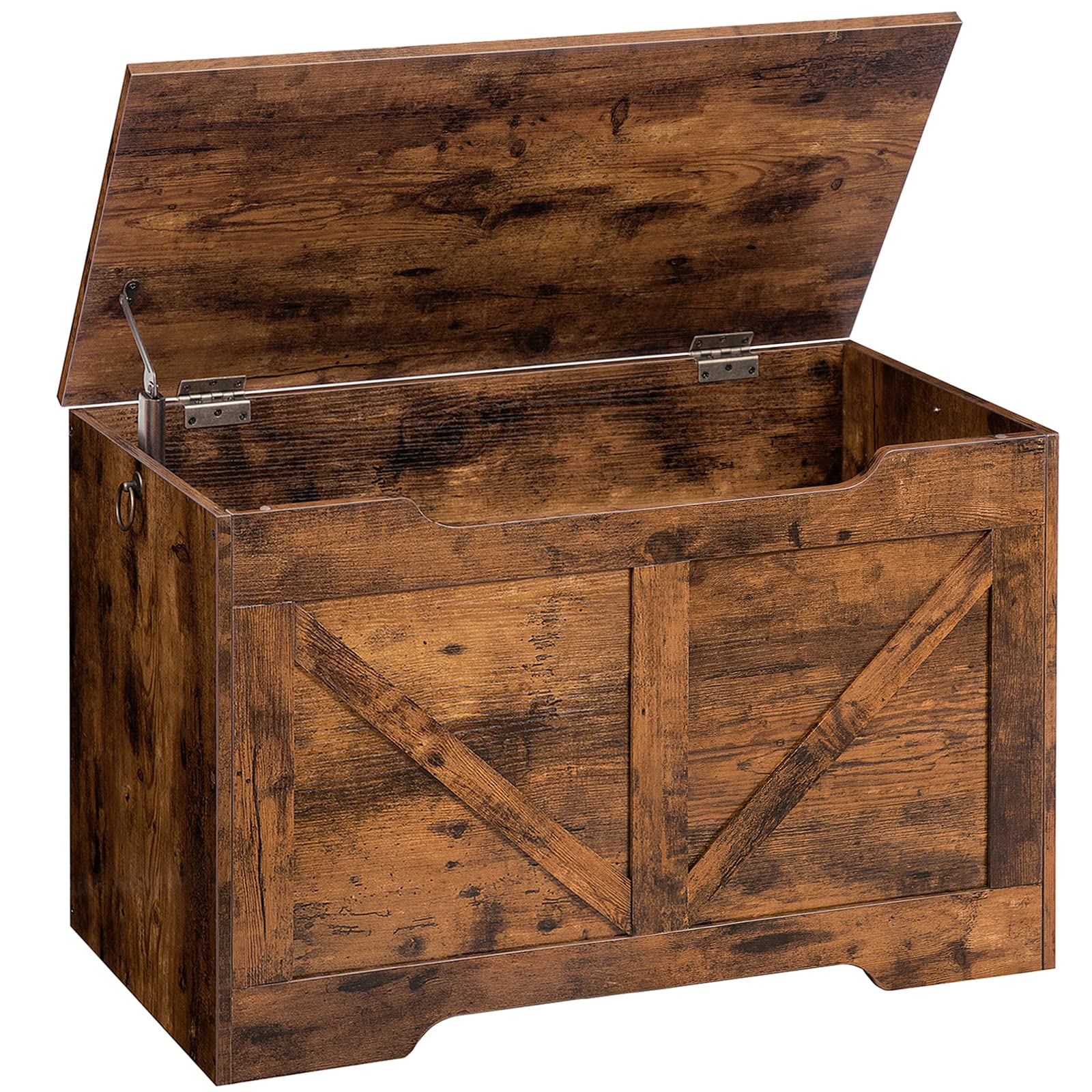 HOOBRO Cassapanca, Panca Contenitore per Bambini, con Cerniere di Sicurezza, Grande Piano, Manico Incorporato, Poggiapiedi, Baule per Giocattoli, Sgabello, 75 cm, Marrone Vintage…