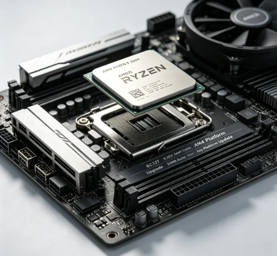 Processore AMD R5 3600 AM4 per PC Desktop Multiuso per Studenti, Ideale per Corsi Online, Lavoro di Design, Intrattenimento Post-Scolastico e Gaming