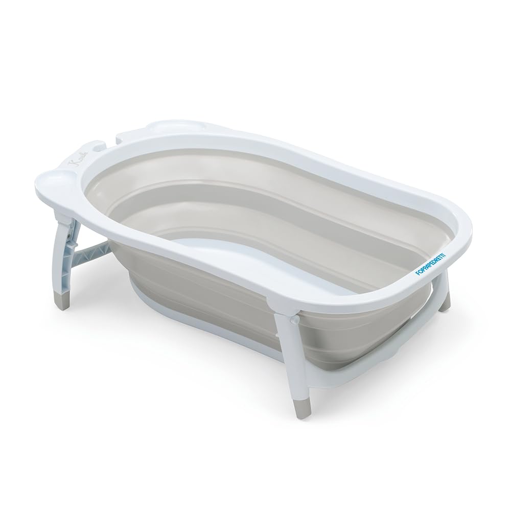 Foppapedretti Vaschetta da bagno Pieghevole Soffietto, Morbida, Comoda e Pratica, per bambini dalla nascita fino a 15 kg, Greige