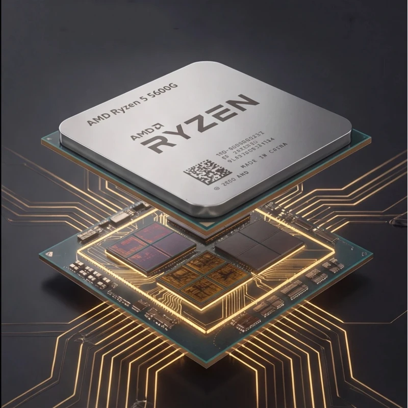 APU AM4 sbloccato con grafica Vega 7, Ryzen 5 5600G R5 5600G 6C12T, 16MB di cache, adatto per mini PC, ufficio e giochi leggeri.