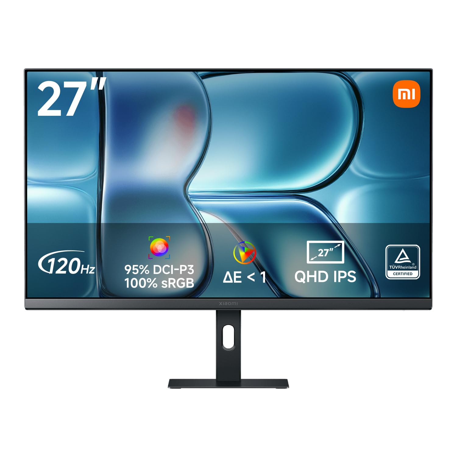 XIAOMI Monitor 2K QHD 27 Pollici, 120Hz, 2560 x 1440,100% sRGB, P27QDA-RAGL | HDR10, IPS, 95% DCI‑P3, △E < 1, Certificazione TÜV Luce Blu Ridotta Hardware (HDMI 2.0/DP 1.4)