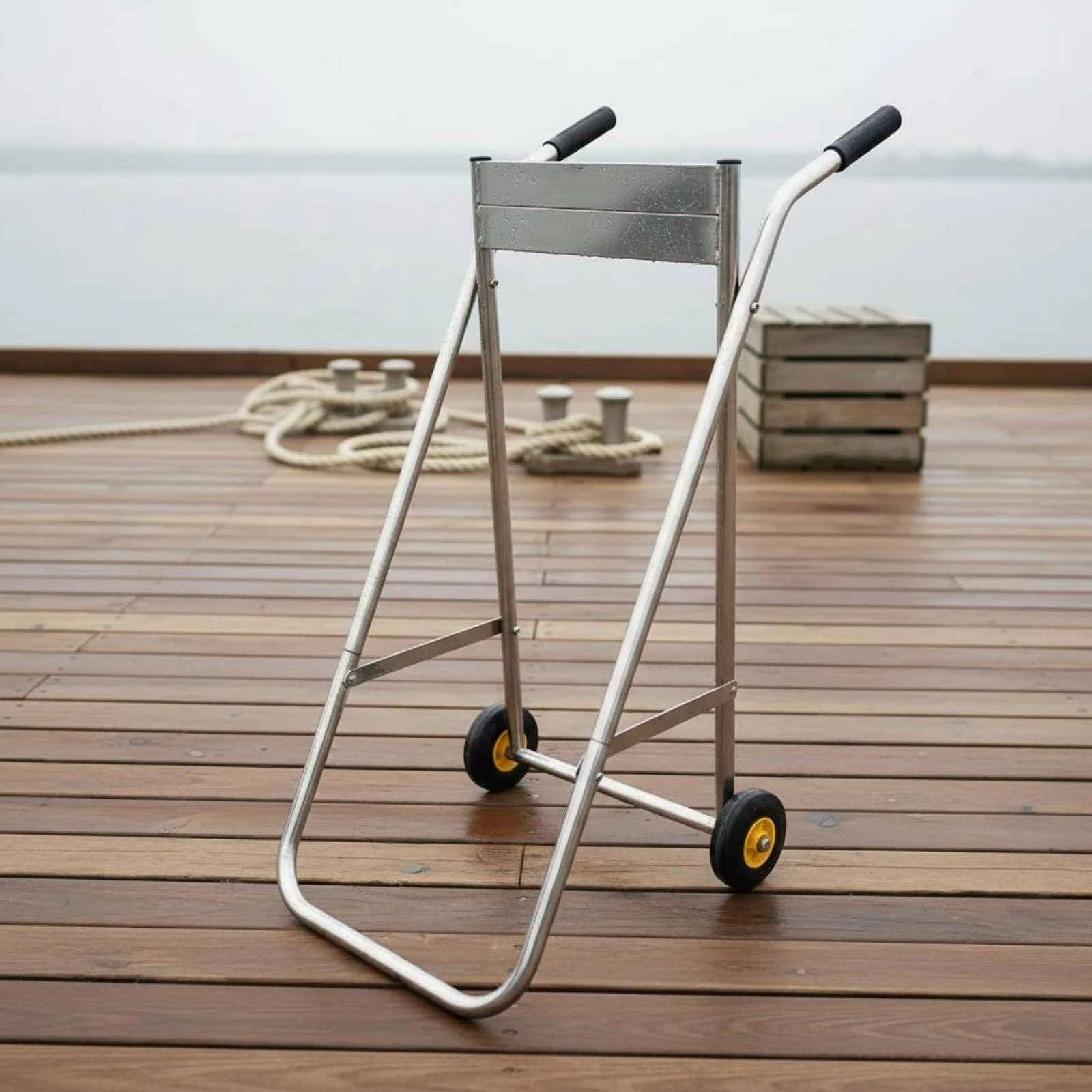 Carrello per Motore Fuoribordo con Telaio Cilindrico Pieghevole, Attrezzatura per Trasporto Motore Fuoribordo 30 Hp Portatile
