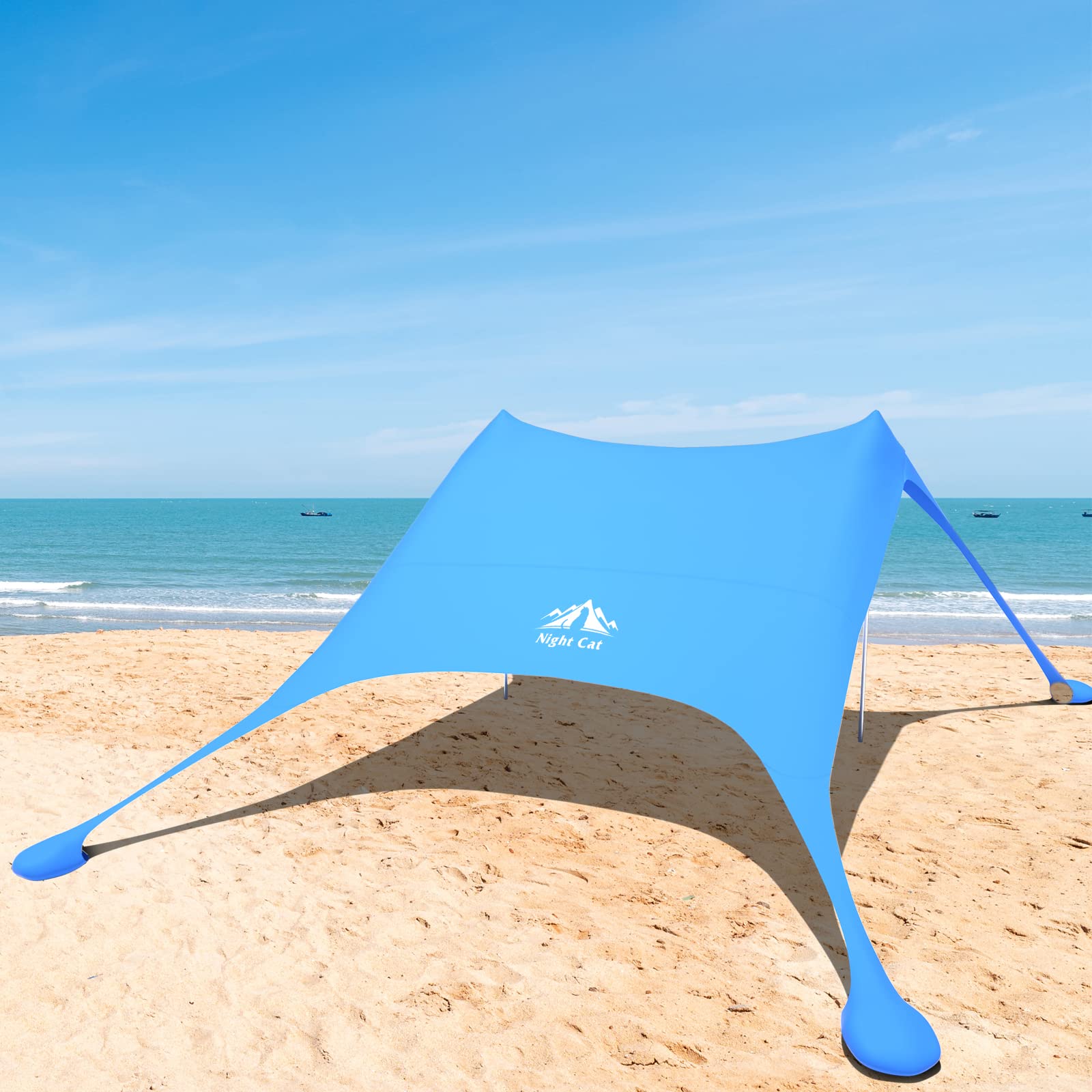 Night Cat Tenda da Spiaggia Lycra Tendalino da Parasole Protezione UV UPF50+ con Ancoraggi a Sacco di Sabbia Portatile per Picnic Pesca Campeggio
