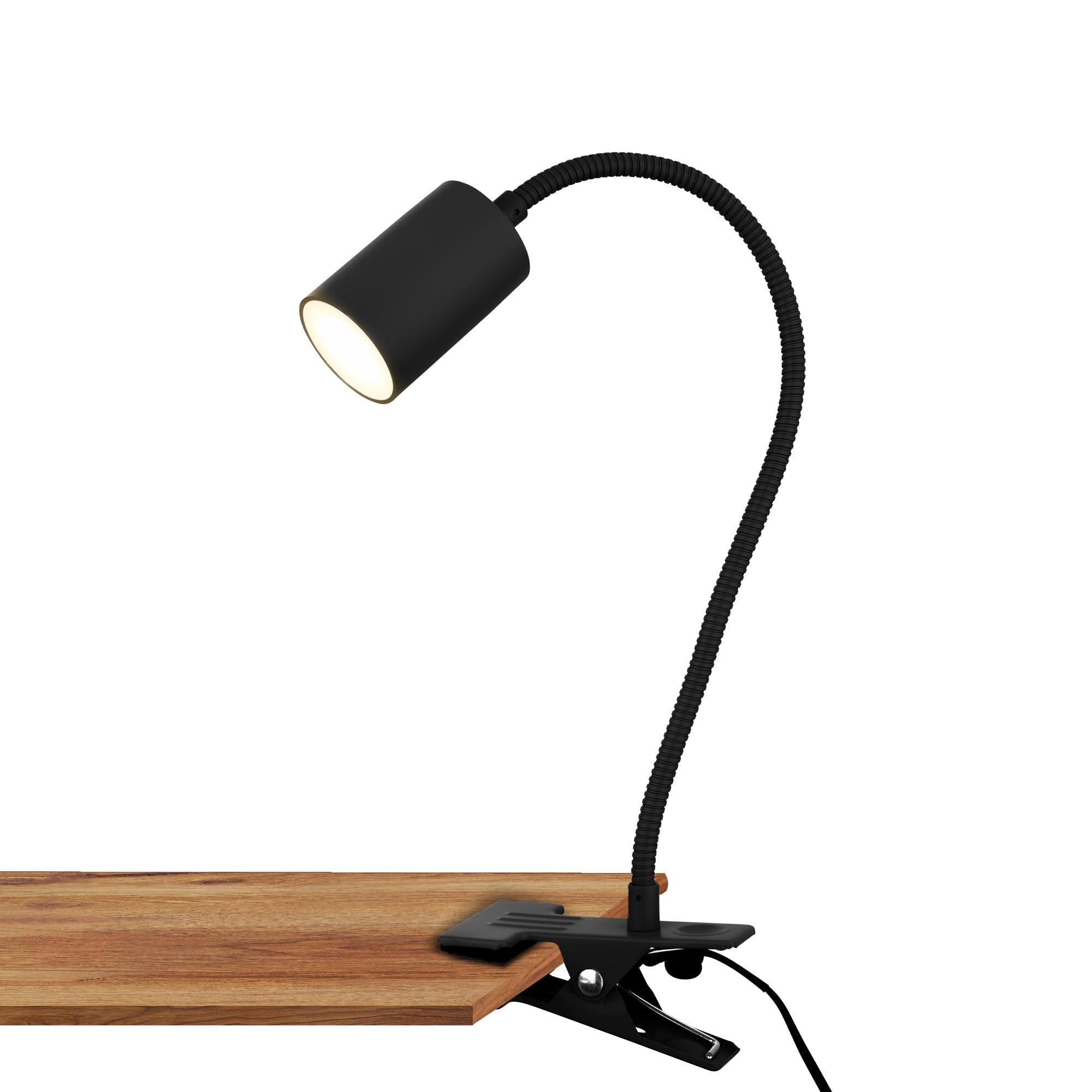 BRILONER - Lampada da scrivania con interruttore a cavo, colore luce bianca calda, orientabile, lampada da lettura, lampada a morsetto, lampada da comodino, lampada da ufficio, al…