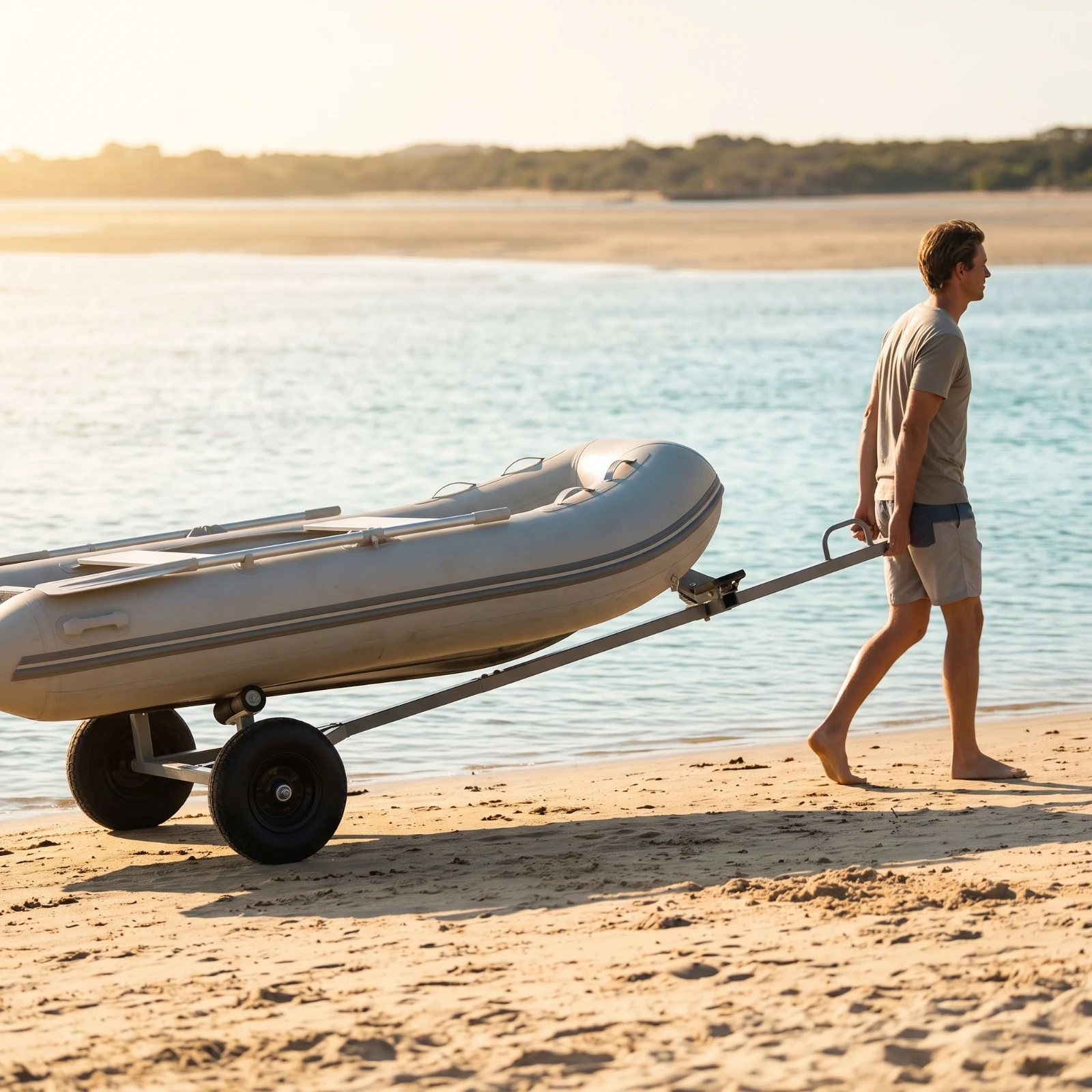 Carrello trainabile per barche, facile da montare, rimorchio per gommoni per pescatori, spiaggia, marina