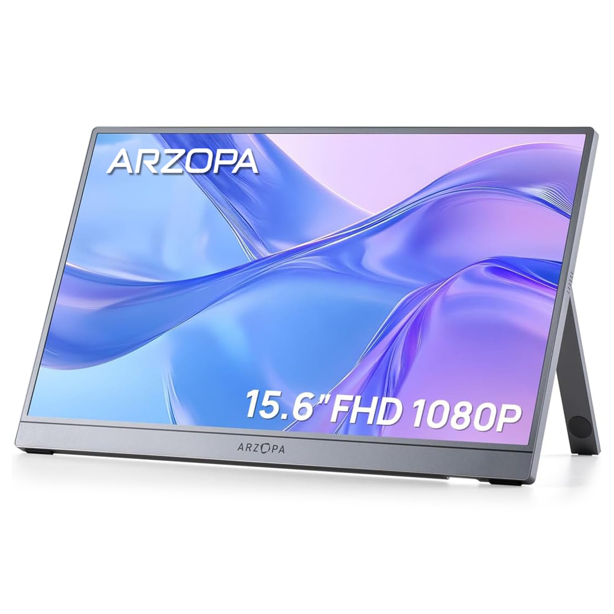 ARZOPA Monitor Portatile 15,6" FHD 1920×1080 IPS, HDR, Ultra Sottile – Secondo Schermo Ultrasottile per Laptop, Mac, PC, Xbox, Switch, PS5 - A1 Grigio