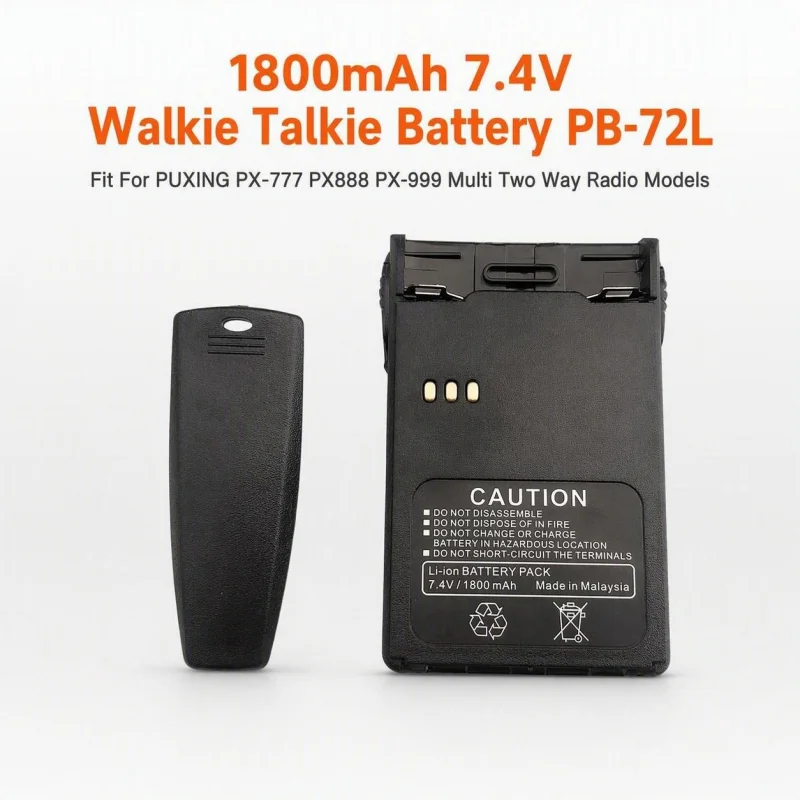 Batteria per Walkie Talkie 7.4V 1800mAh PB-72L per Radio Bidirezionale PUXING PX-777 PX888 PX-999 PX-328 PX-728 PX-777Plus VEV-3288S