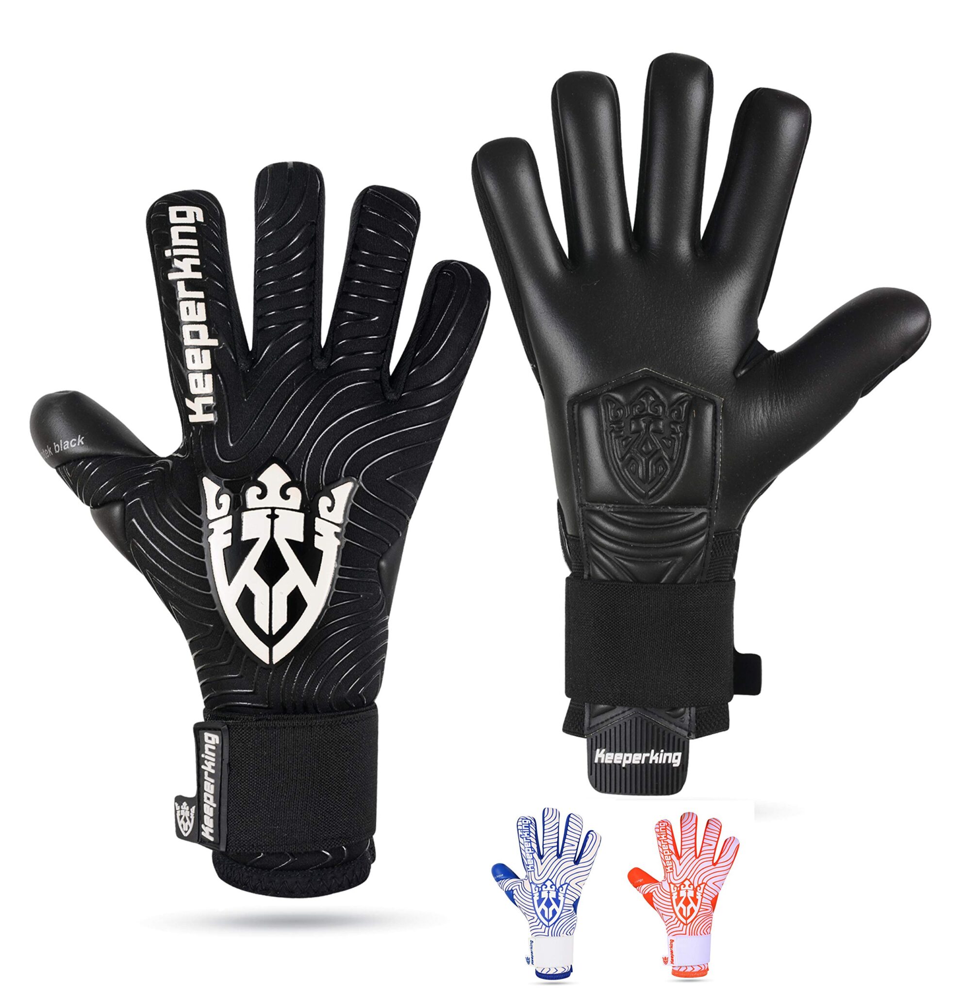 Keeperking Guanti da portiere per adulti, da calcio, da uomo, cuciture interne, impugnatura professionale, 4 mm, vestibilità sicura, unisex, Jonior, varie misure e colori