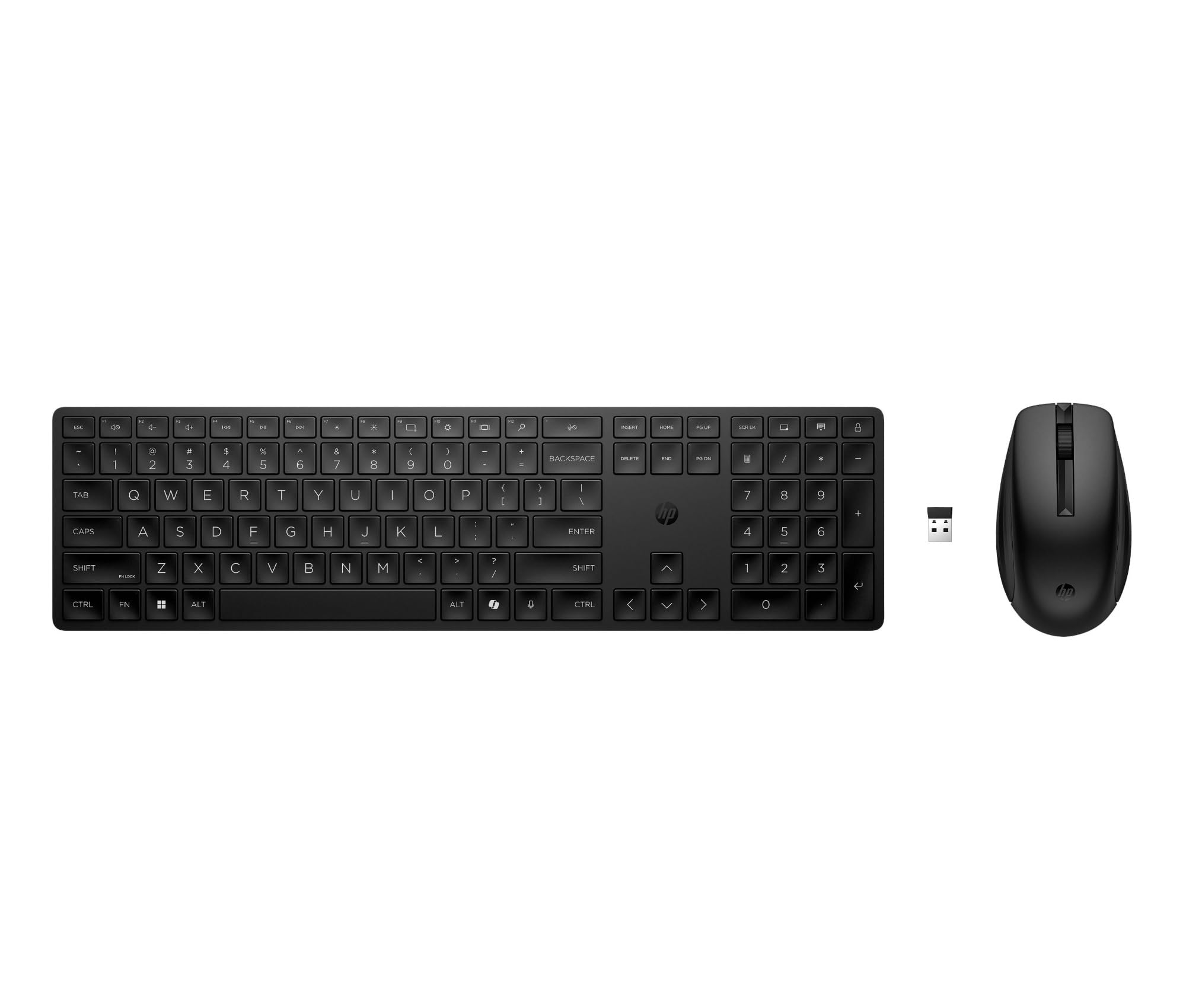 HP 650 Tastiera e Mouse Wireless con Dongle USB-A a 2,4 GHz, 20 Tasti programmabili, Piedini Regolabili con 6 Gradi Inclinazione, Tastierino Numerico, Mouse fino a 4000 DPI Person…