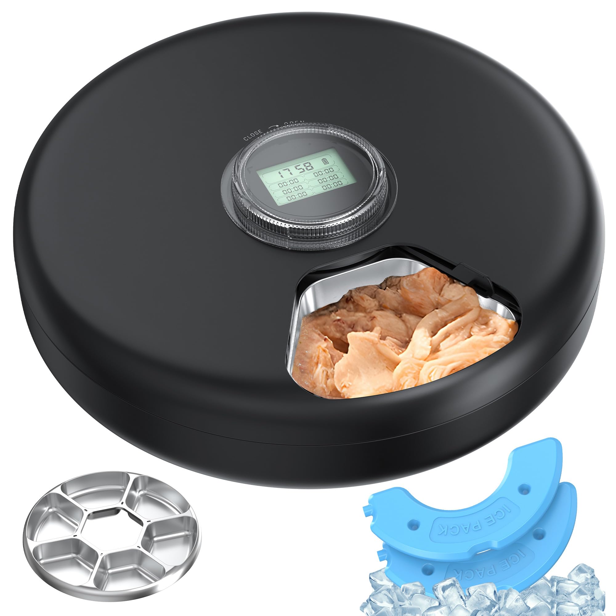 Dispenser Crocchette Gatto Umido: Distributore Cibo Gatti Automatico - Dosatore Crocchette per Gatti senza Fili - Distributore di Cibo per Cani Timer - con Ciotola in Acciaio Inos…