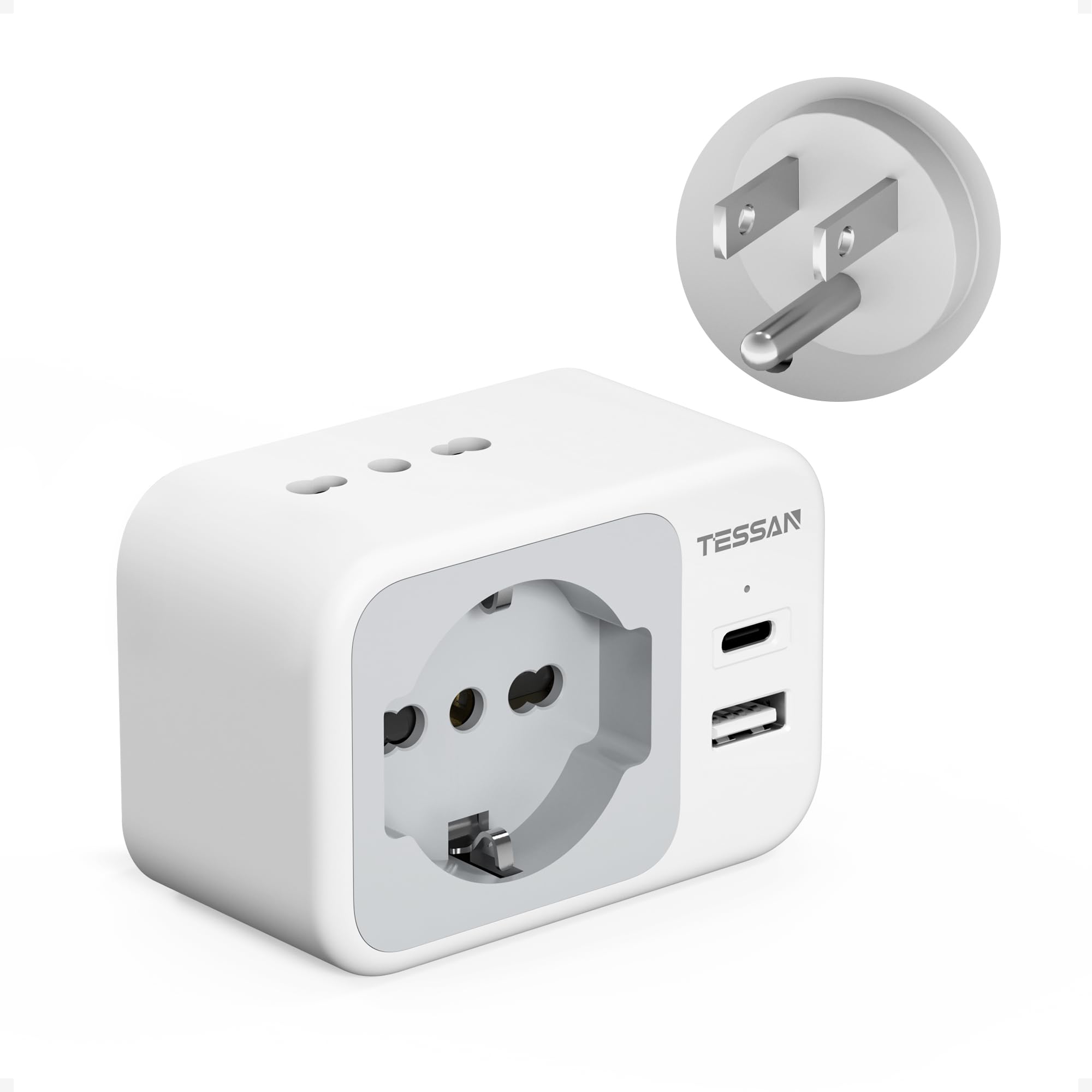 TESSAN Adattatore Presa Americana con USB C, 2 prese IT, 1 Schuko, Tipo B | Presa USA Italia, Presa Americana Adattatore Italiana per America, Giapponese, Canada, Messico, Thailan…