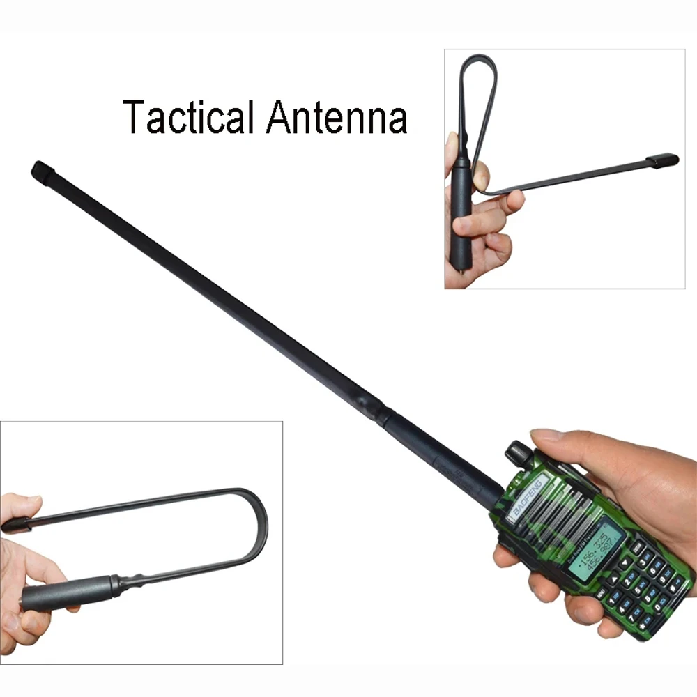Antenna tattica CS pieghevole dual band con connettore SMA femmina 33 cm/48 cm/72 cm per antenne radio Baofeng UV-5R 82 Ksun Quansheng