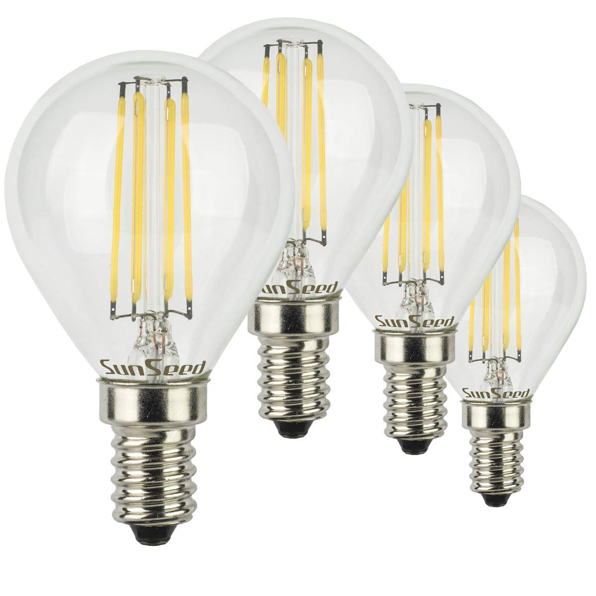 SUNSEED 4x Lampadina E14 Filamento LED 6W Sfera G45 806 Lm Luce Naturale 4000K, 60W Equivalente