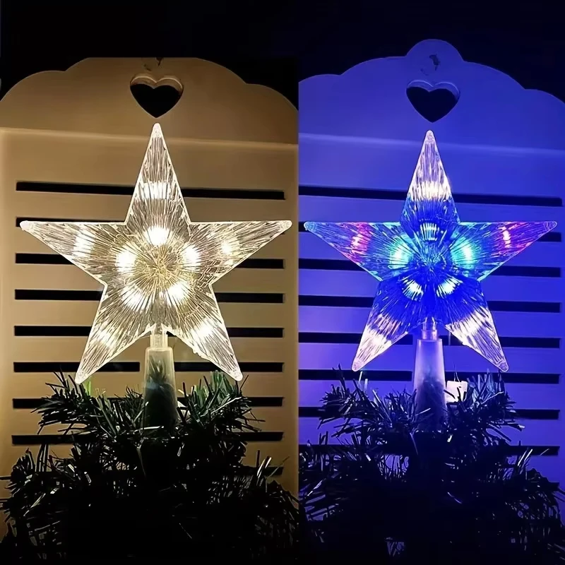 Decorazione di buon Natale Stella a LED Luce Ornamenti pendenti per albero di Natale per la decorazione domestica Accessorio regalo Navidad Capodanno 2025