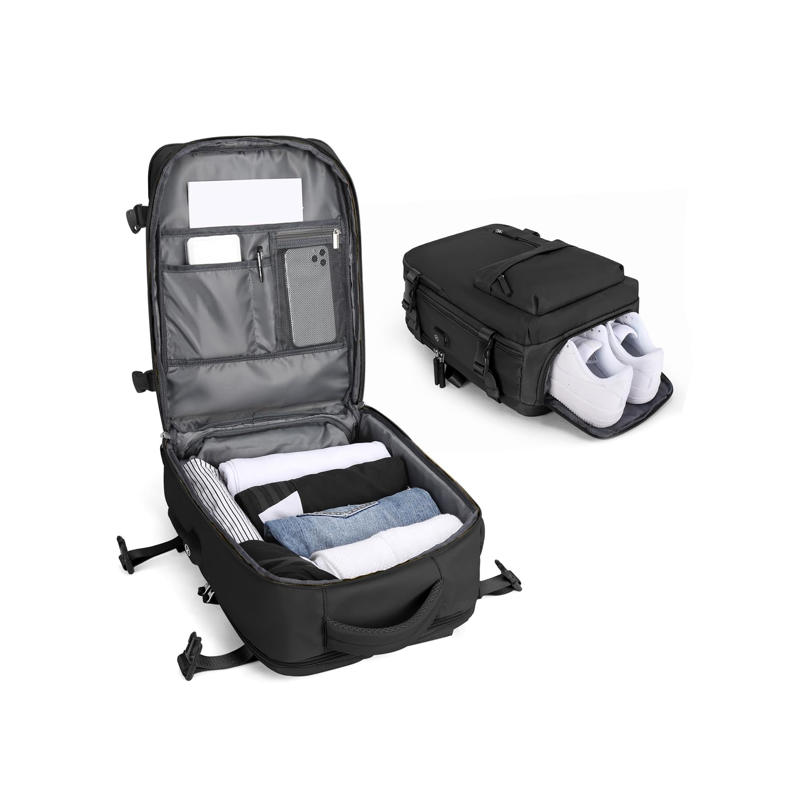 BJLFS Borse da Cabina per Ryanair 40×30×20 Zaino da Viaggio Aereo Donna | Bagaglio a Mano con Tasca Antifurto Bagaglio a Mano Wizzair 40x30x20 Zaino Laptop 16 Pollici con Scompart…
