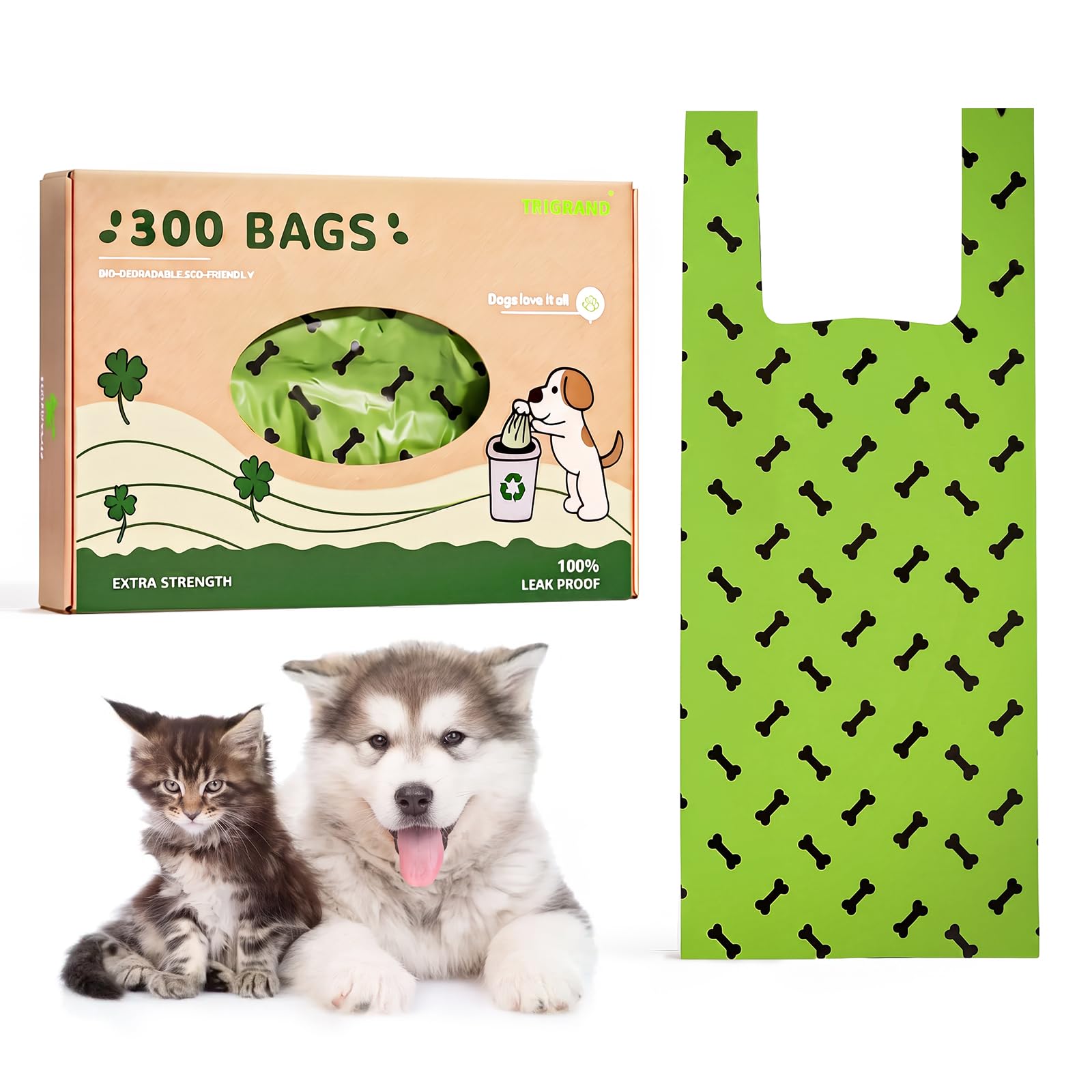 Sacchetti Cane Cacca Con maniglia-Biodegradabili, Extra Spessi,300 Pezzi