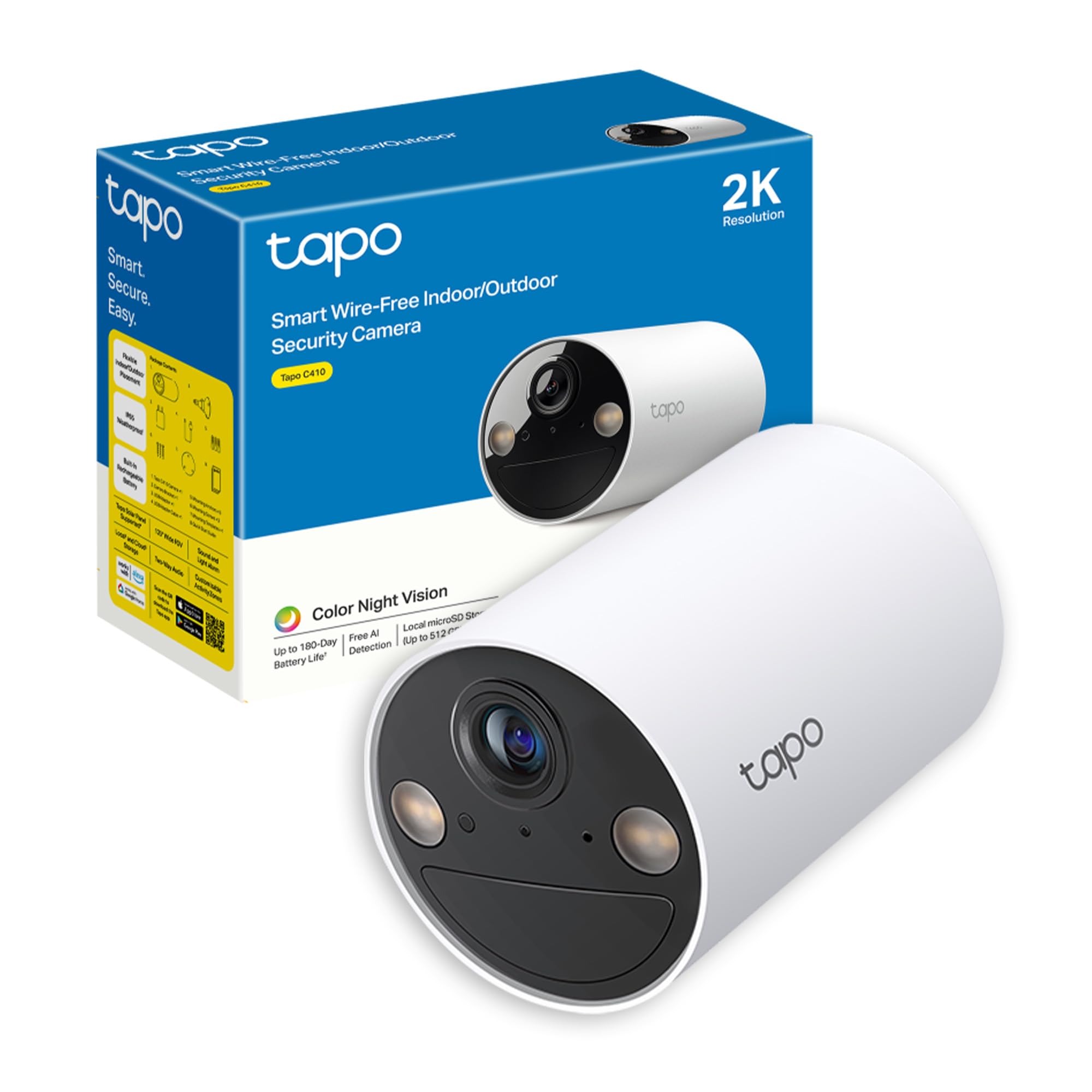 Tapo C410 2K 3MP Telecamera WiFi Esterno Senza Fili Batteria 180 Giorni | Per Giardino e Ingresso, Alimentazione Continua, Rilevamento Persone, Visione Notturna a Colori, IP65, Mi…