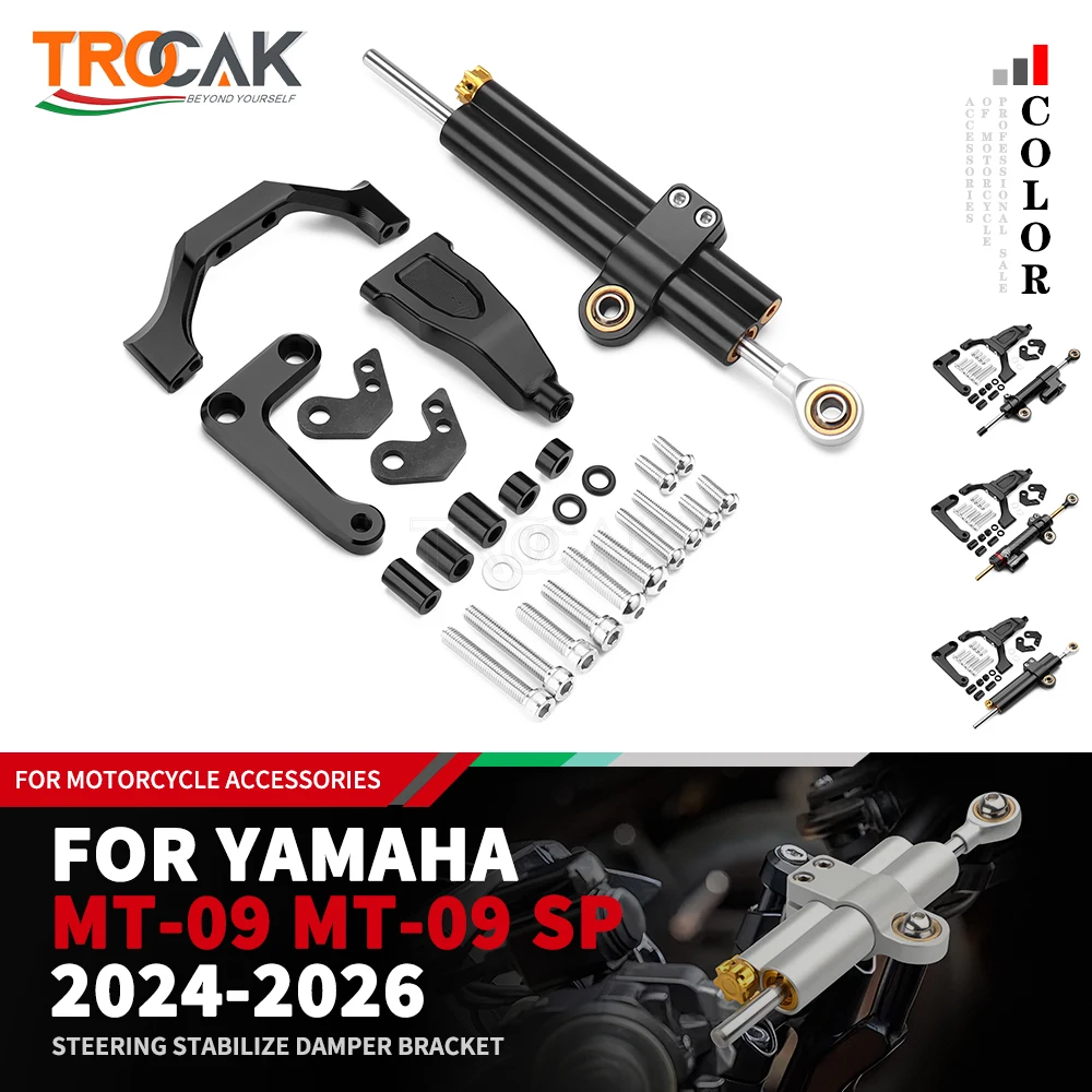 Stabilizzatore di Sterzo a Doppio Tubo Corto con Staffa per Moto Yamaha MT-09 MT09 SP 2024 2025 2026