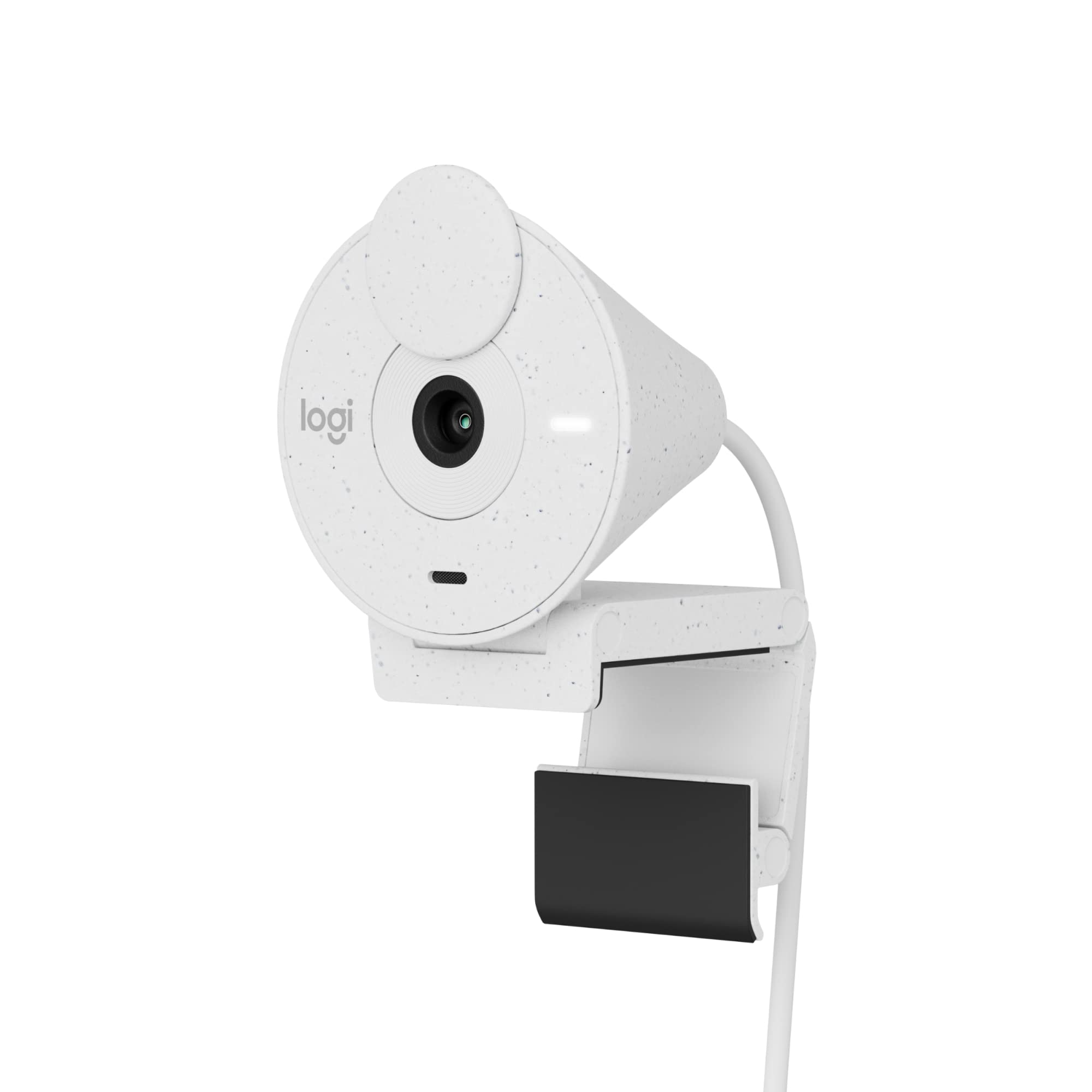 Logitech Brio 300 Webcam Full HD con Otturatore Privacy | Mic con Riduzione Rumore, USB-C, Certificata Zoom/Teams/Google Meet, Correzione Luce Automatica - Bianco