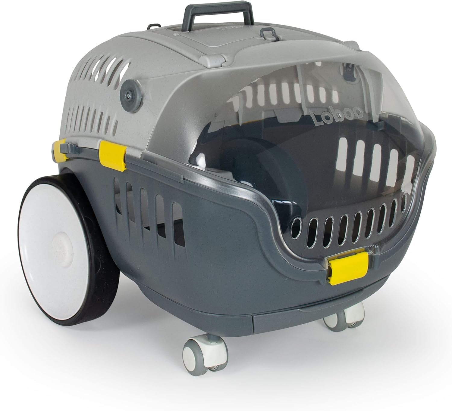 LOBOO Bubble Urban Trasportino per animali domestici di taglia media o piccola con base rimovibile con ruote girevoli e cassetto cupola ad alta visibilità e maniglia di spinta